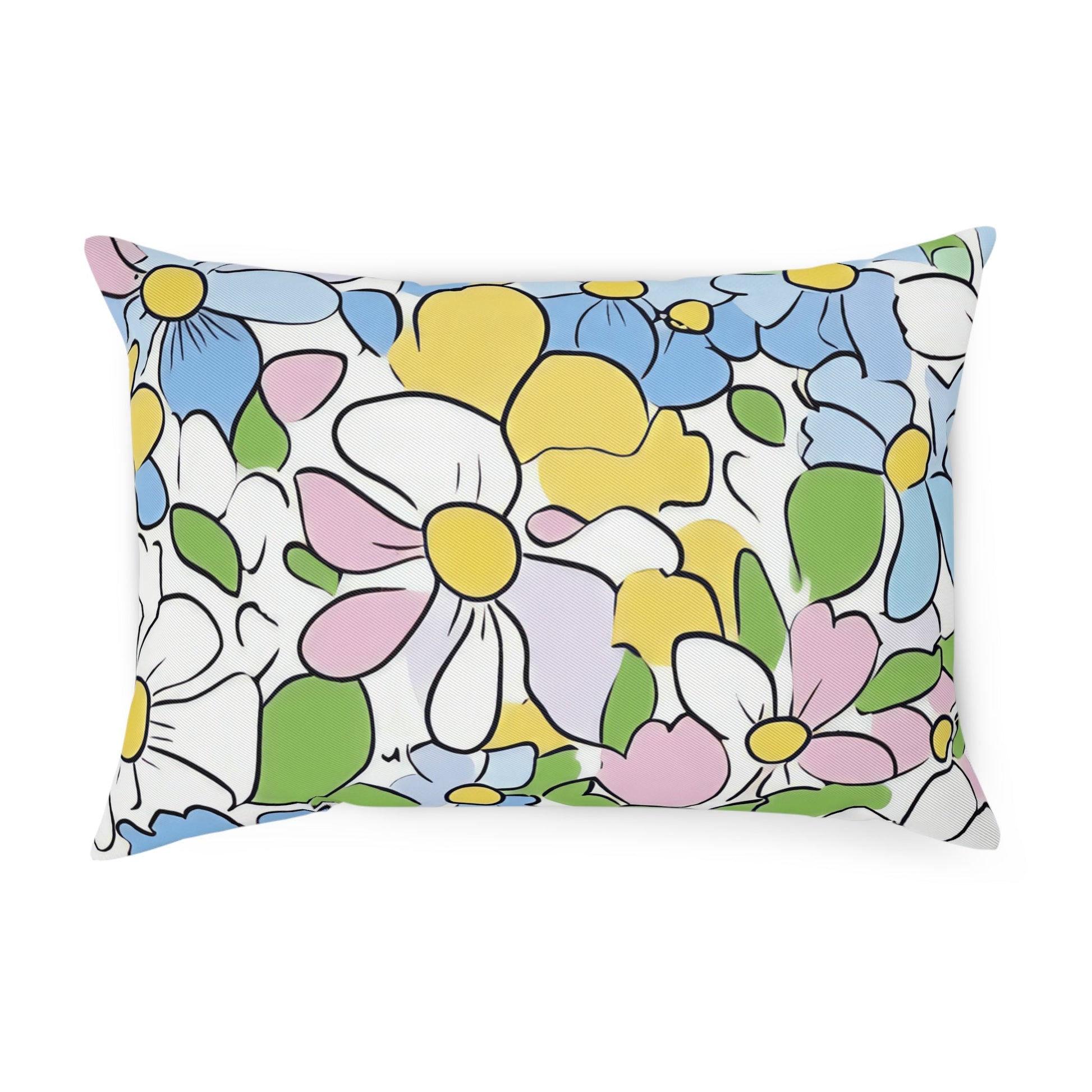 Vibrant Floral Cotton Throw Pillow, Artsulli - Art is Long, Life is Short, Home Decor, Size, 19.7" × 13.8", , , , , 16031527075609757599