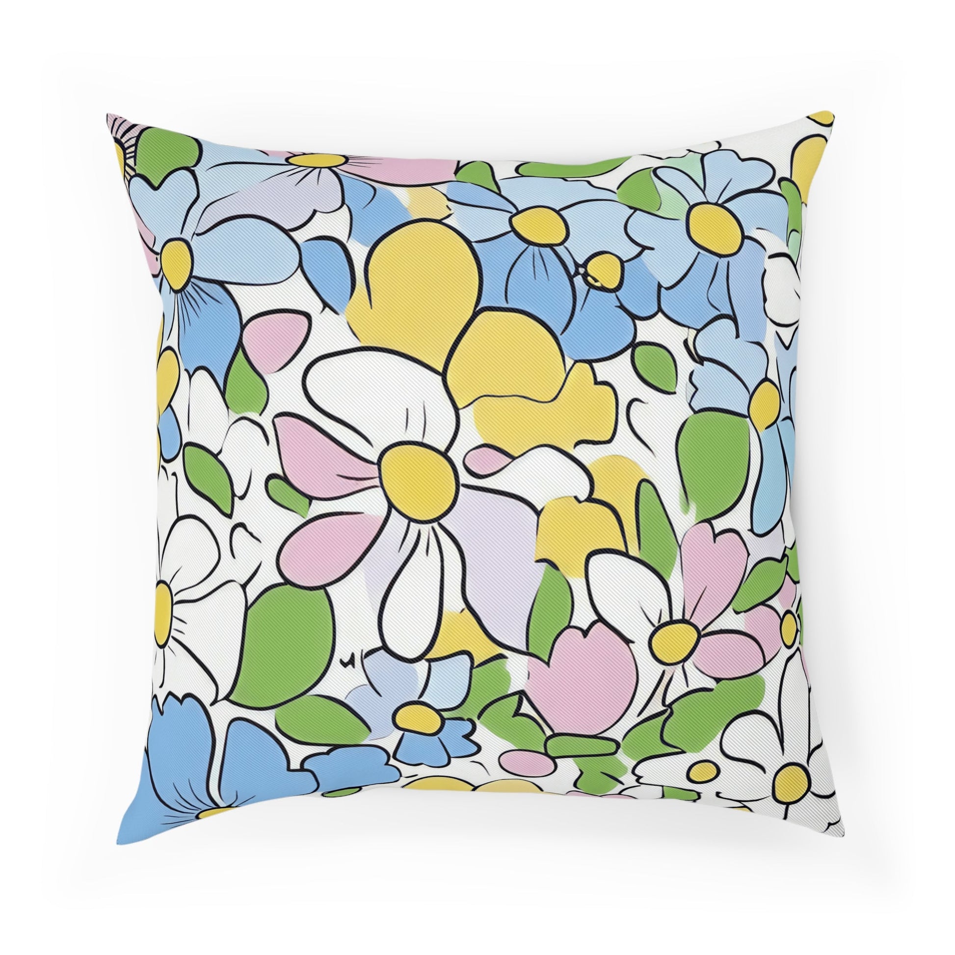 Vibrant Floral Cotton Throw Pillow, Artsulli - Art is Long, Life is Short, Home Decor, Size, 18.1" × 18.1", , , , , 23488756604140394661