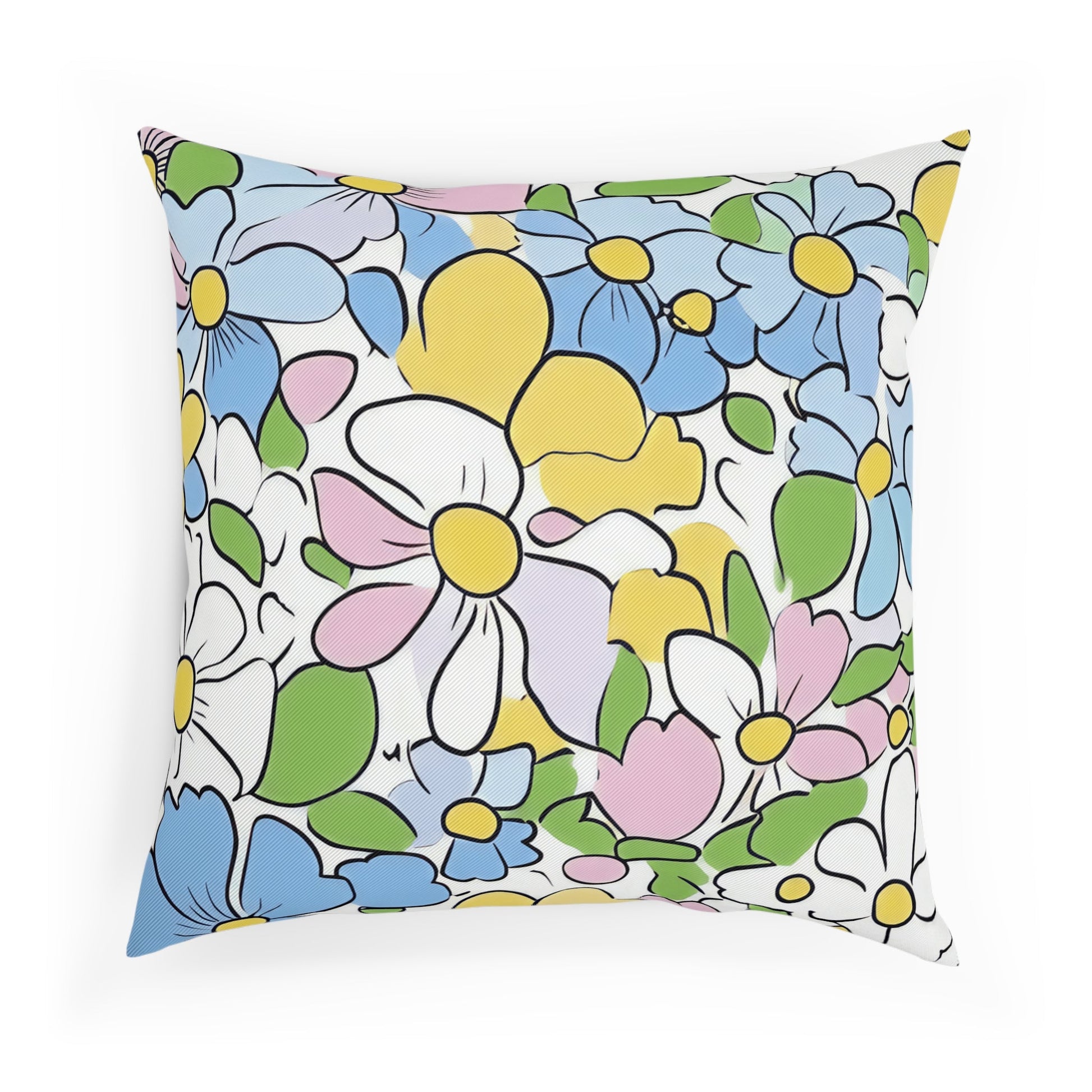 Vibrant Floral Cotton Throw Pillow, Artsulli - Art is Long, Life is Short, Home Decor, , , , , , , 