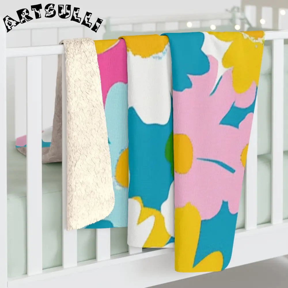 Vibrant Floral Cozy Fleece Blanket, Artsulli - Art is Long, Life is Short, Home Decor, , , , , , , 