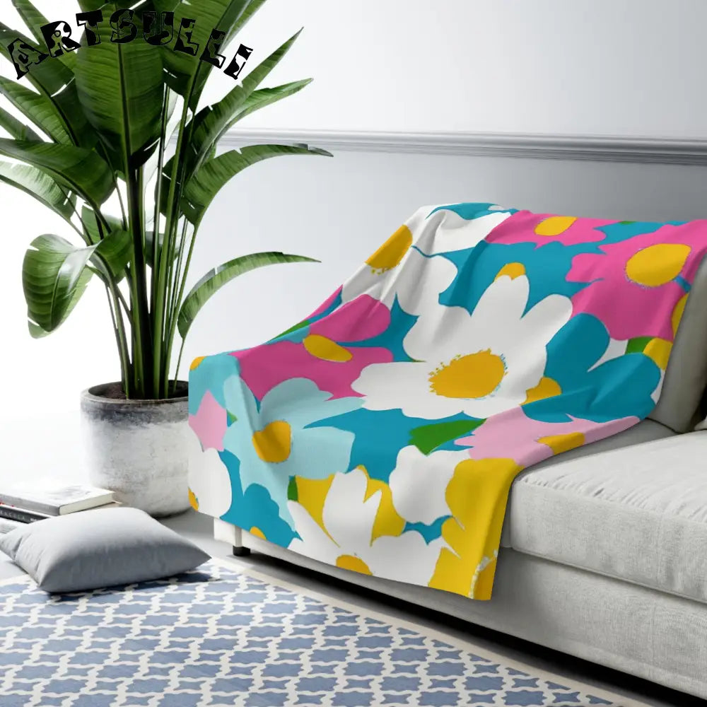 Vibrant Floral Cozy Fleece Blanket, Artsulli - Art is Long, Life is Short, Home Decor, , , , , , , 