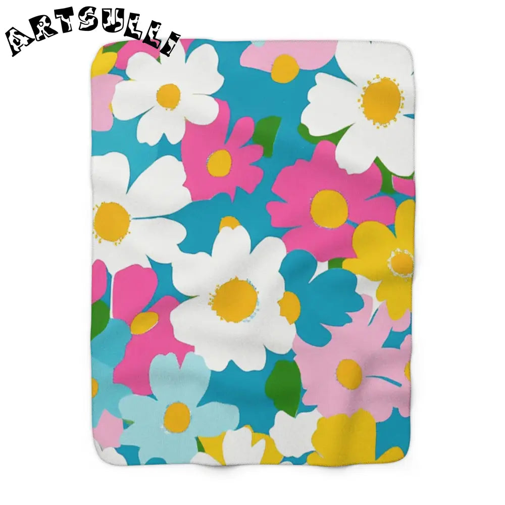 Vibrant Floral Cozy Fleece Blanket, Artsulli - Art is Long, Life is Short, Home Decor, Size, 50" × 60", , , , , 54561876999644