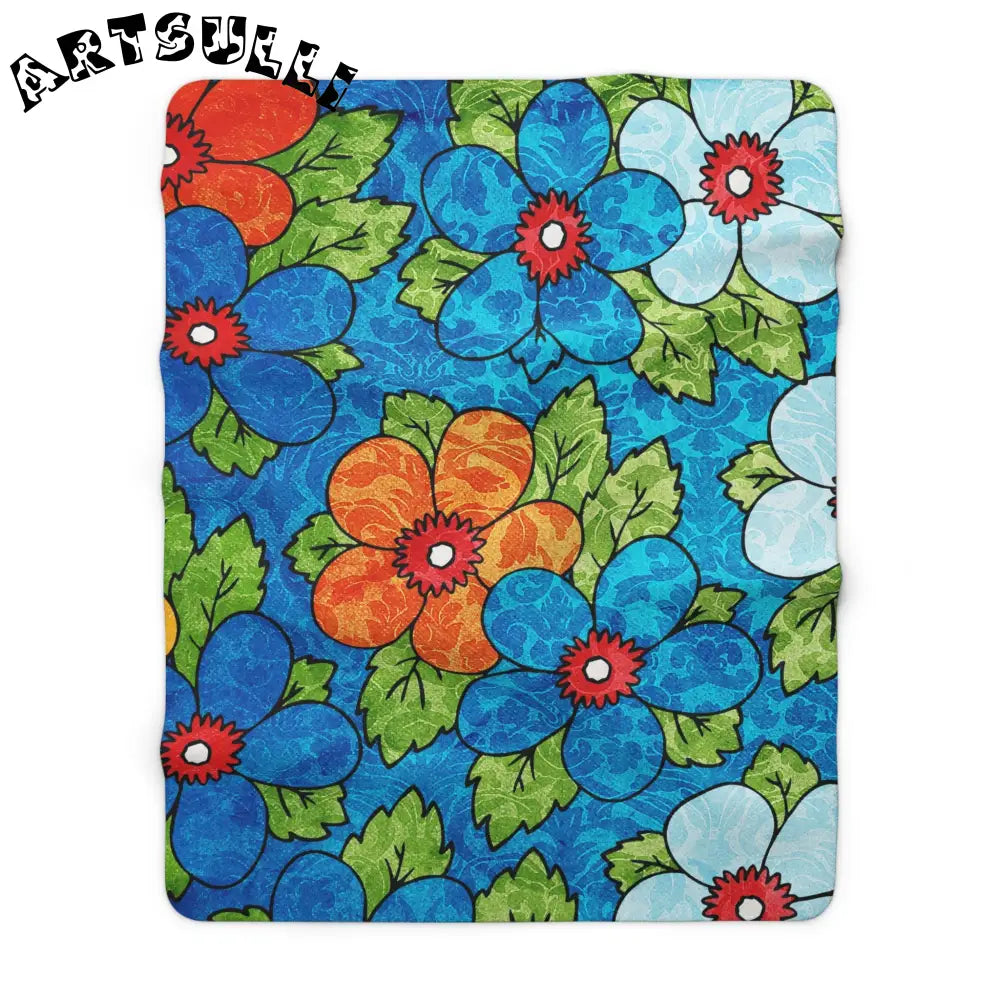 Vibrant Floral Cozy Fleece Blanket, Artsulli - Art is Long, Life is Short, Home Decor, Size, 60" × 80", , , , , 47925650779242445305