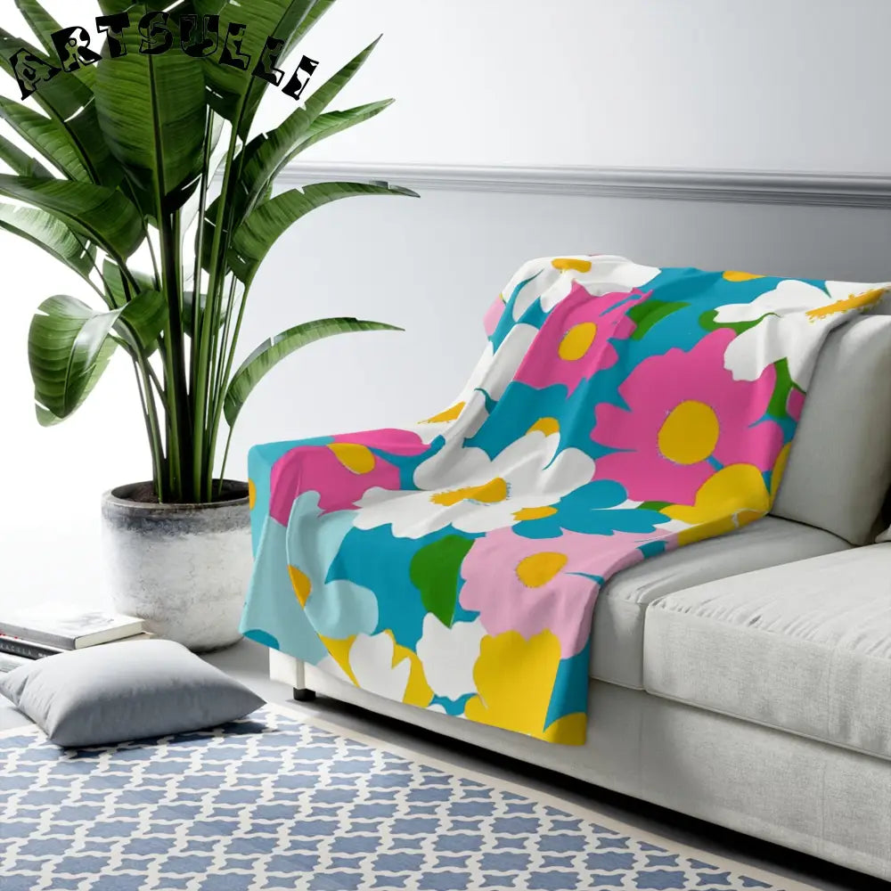 Vibrant Floral Cozy Fleece Blanket, Artsulli - Art is Long, Life is Short, Home Decor, , , , , , , 