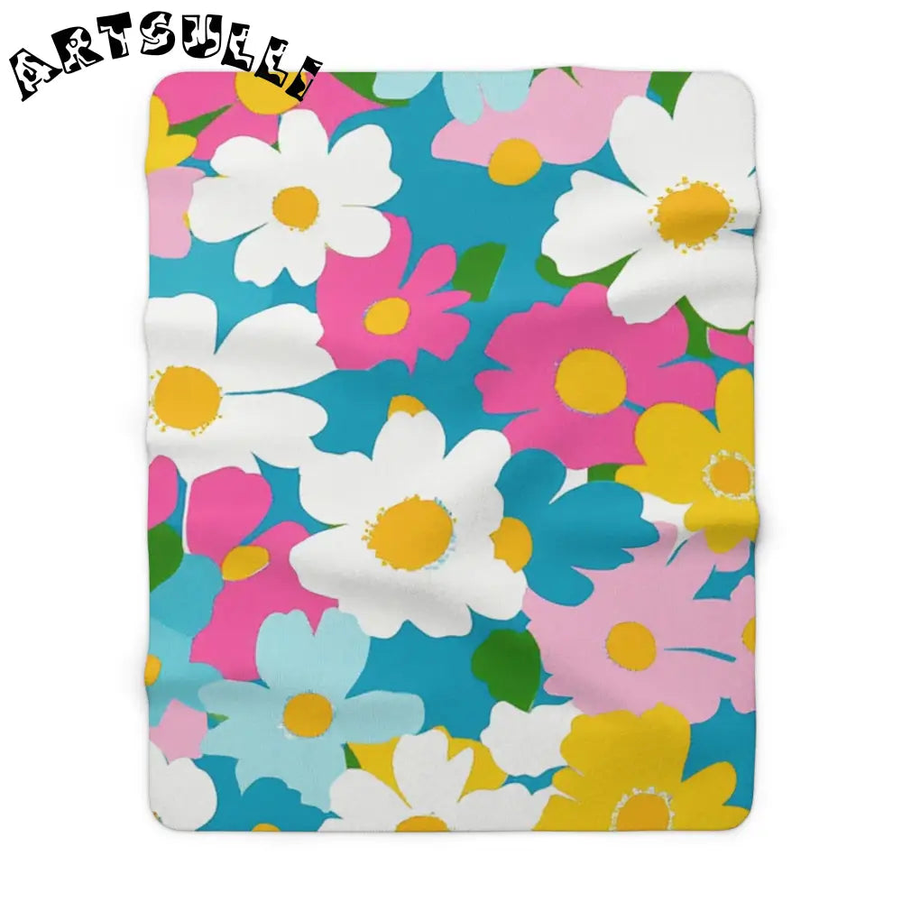 Vibrant Floral Cozy Fleece Blanket, Artsulli - Art is Long, Life is Short, Home Decor, Size, 60" × 80", , , , , 54552379912992