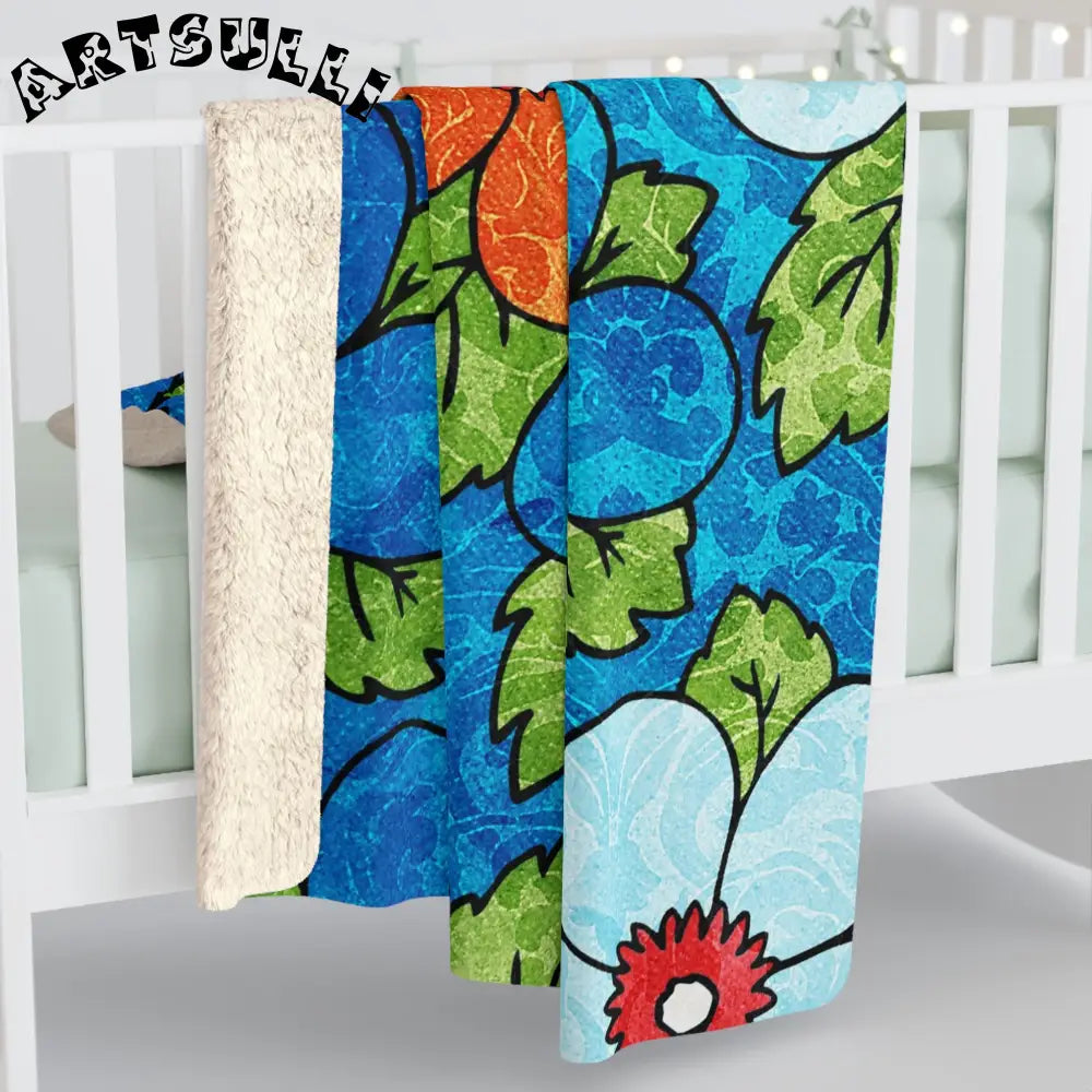 Vibrant Floral Cozy Fleece Blanket, Artsulli - Art is Long, Life is Short, Home Decor, , , , , , , 