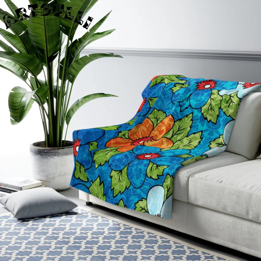 Vibrant Floral Cozy Fleece Blanket, Artsulli - Art is Long, Life is Short, Home Decor, , , , , , , 
