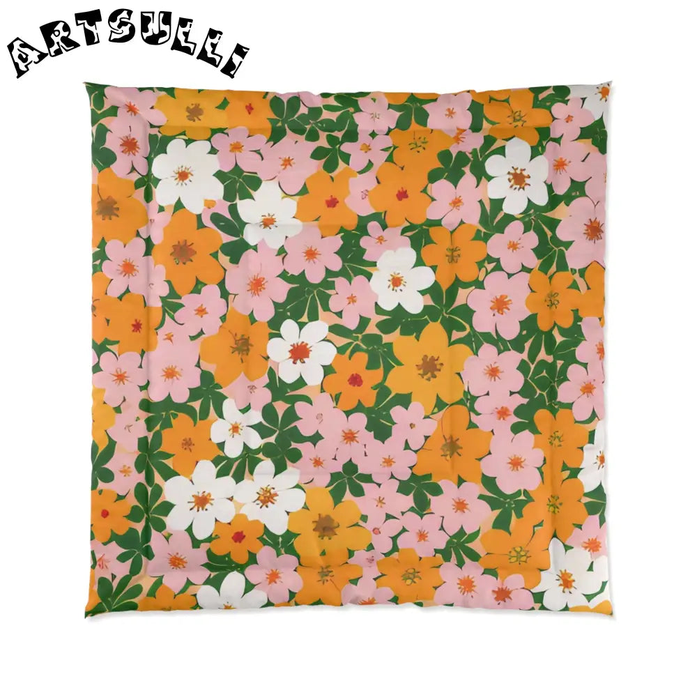 Vibrant Floral Cozy Throw Blanket, Artsulli - Art is Long, Life is Short, Home Decor, Size, 88" × 88", , , , , 33941849810010594609