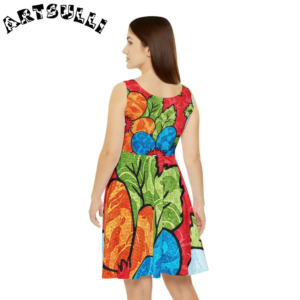 Vibrant Floral Custom Skater Dress, Artsulli - Art is Long, Life is Short, All Over Prints, , , , , , , 