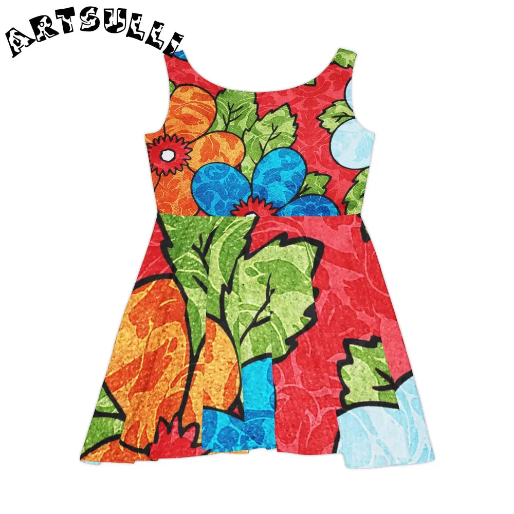Vibrant Floral Custom Skater Dress, Artsulli - Art is Long, Life is Short, All Over Prints, , , , , , , 