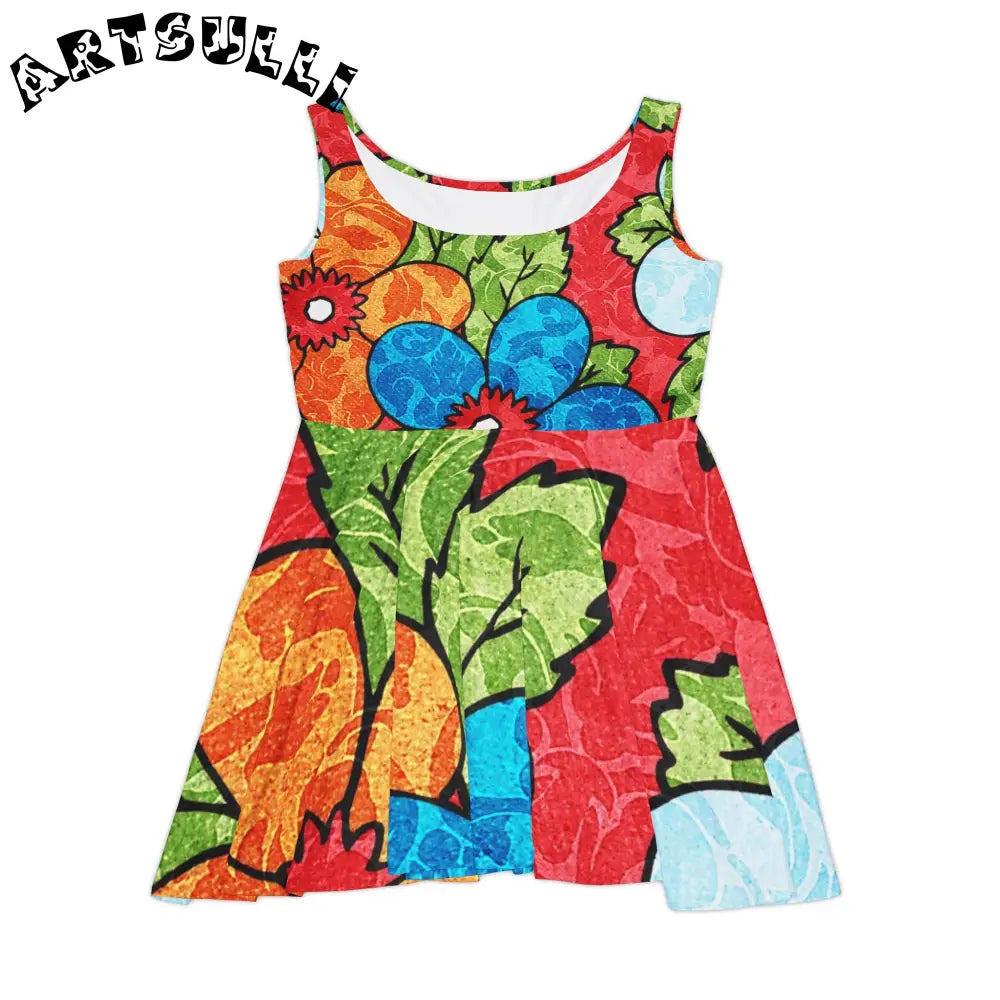 Vibrant Floral Custom Skater Dress, Artsulli - Art is Long, Life is Short, All Over Prints, Size, XS, , , , , 28857232280087549248