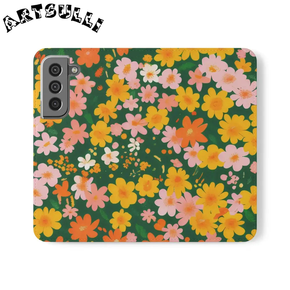 Vibrant Floral Dark Green Flip Cases, Artsulli - Art is Long, Life is Short, Phone Case, Size, Samsung Galaxy S22, , , , , 24911668162202024865