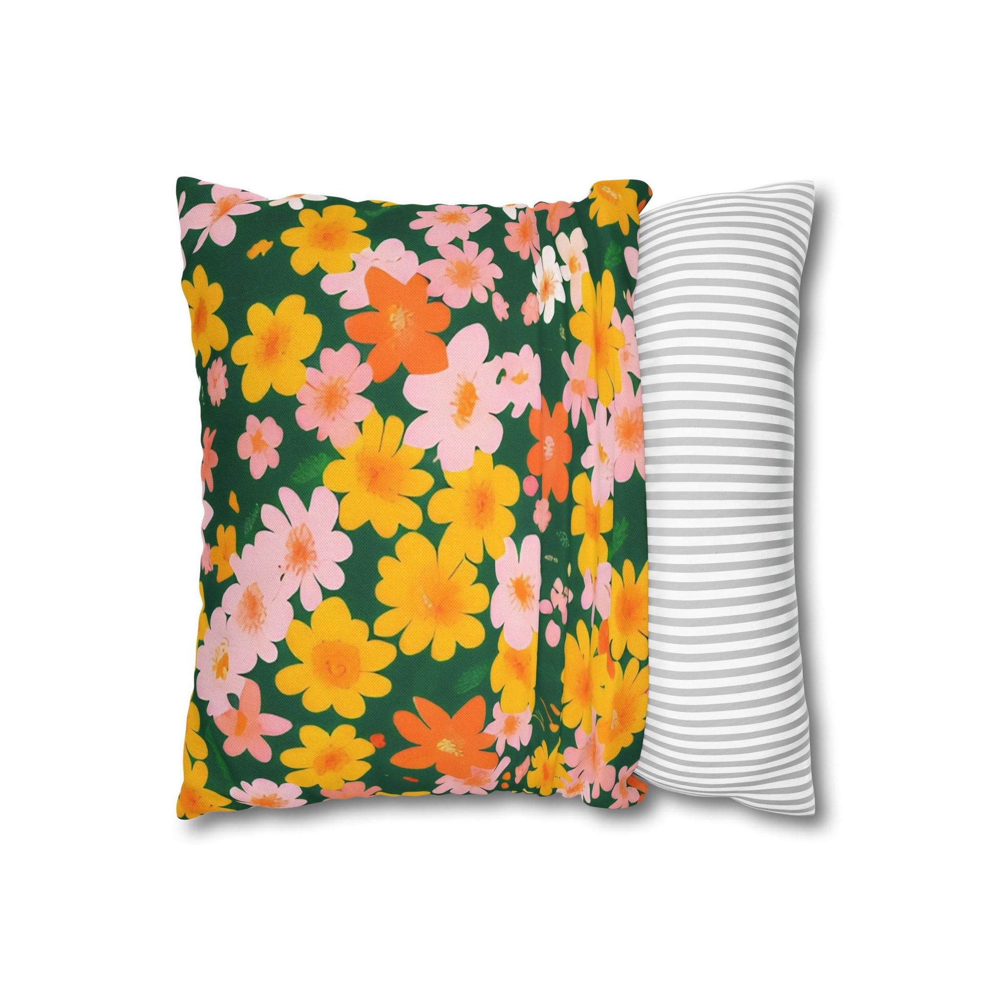 Vibrant Floral Dark Green Throw Pillow, Artsulli - Art is Long, Life is Short, Home Decor, , , , , , , 