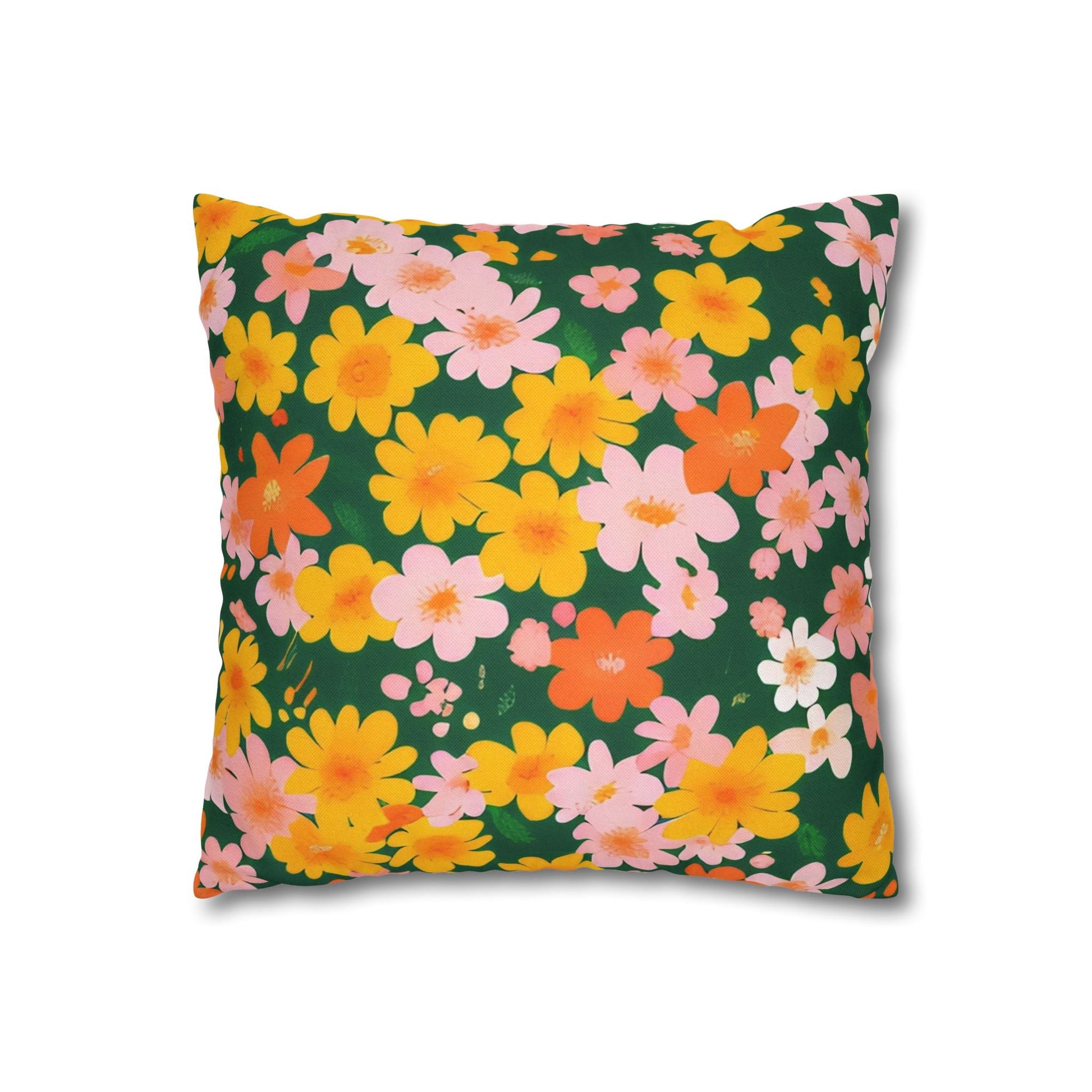 Vibrant Floral Dark Green Throw Pillow, Artsulli - Art is Long, Life is Short, Home Decor, , , , , , , 