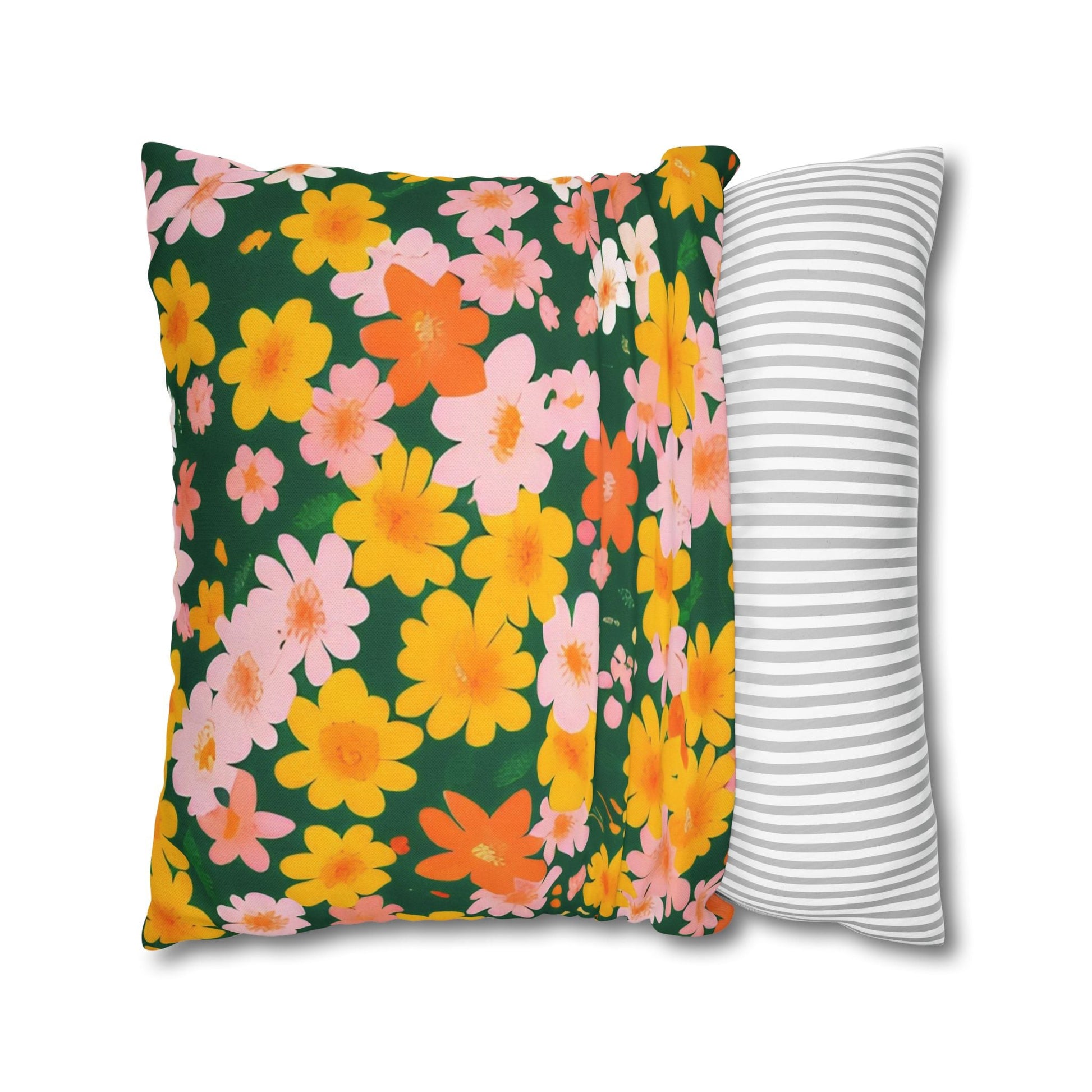 Vibrant Floral Dark Green Throw Pillow, Artsulli - Art is Long, Life is Short, Home Decor, , , , , , , 