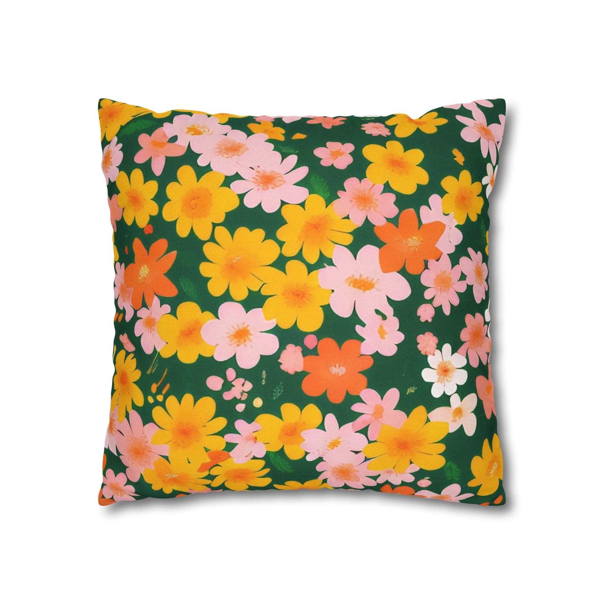 Vibrant Floral Dark Green Throw Pillow, Artsulli - Art is Long, Life is Short, Home Decor, , , , , , , 