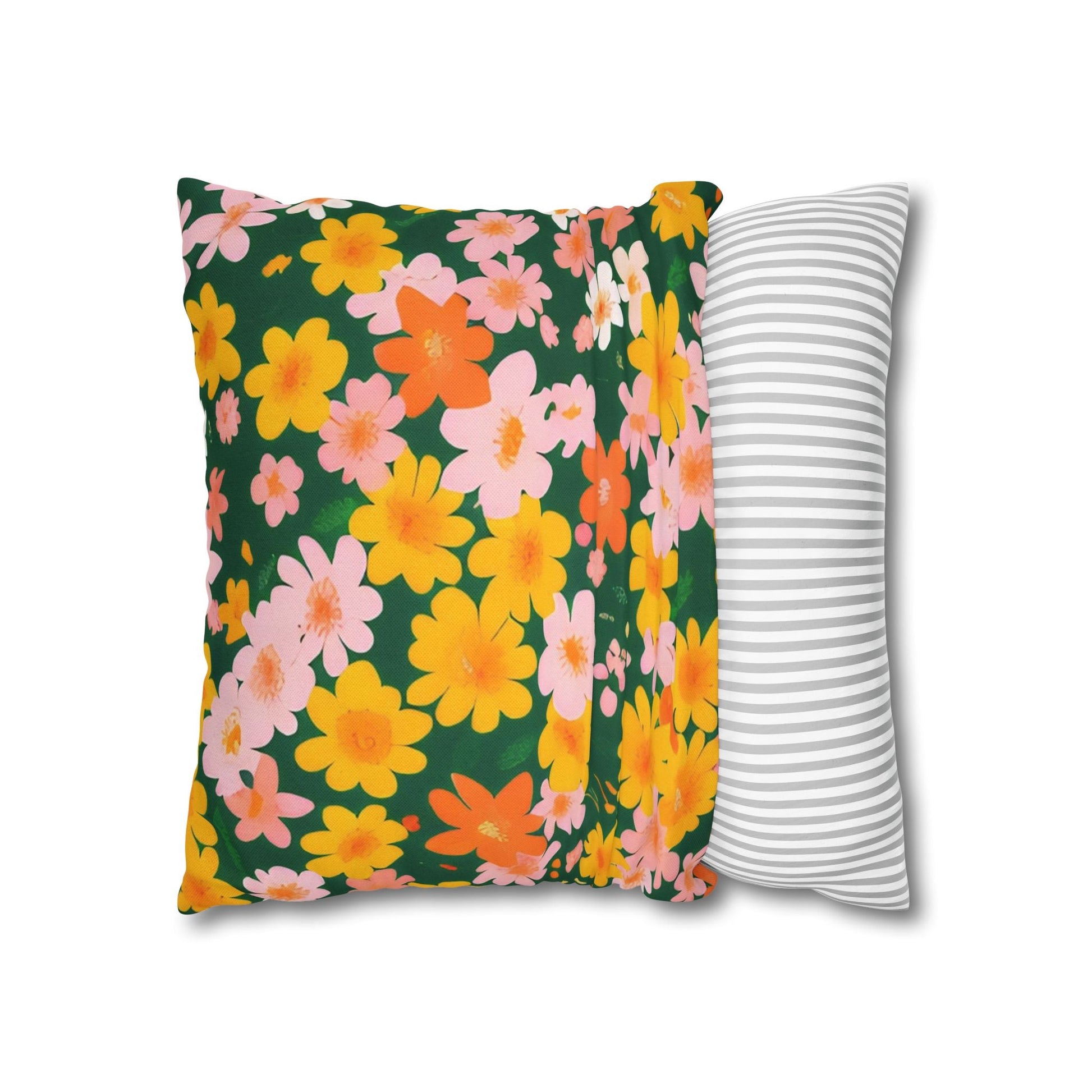 Vibrant Floral Dark Green Throw Pillow, Artsulli - Art is Long, Life is Short, Home Decor, , , , , , , 