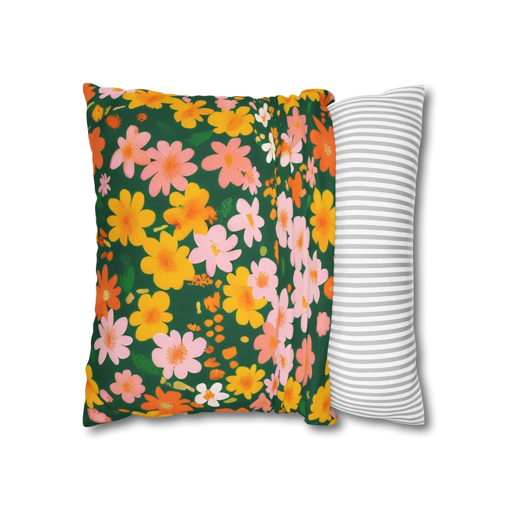 Vibrant Floral Dark Green Throw Pillow, Artsulli - Art is Long, Life is Short, Home Decor, , , , , , , 