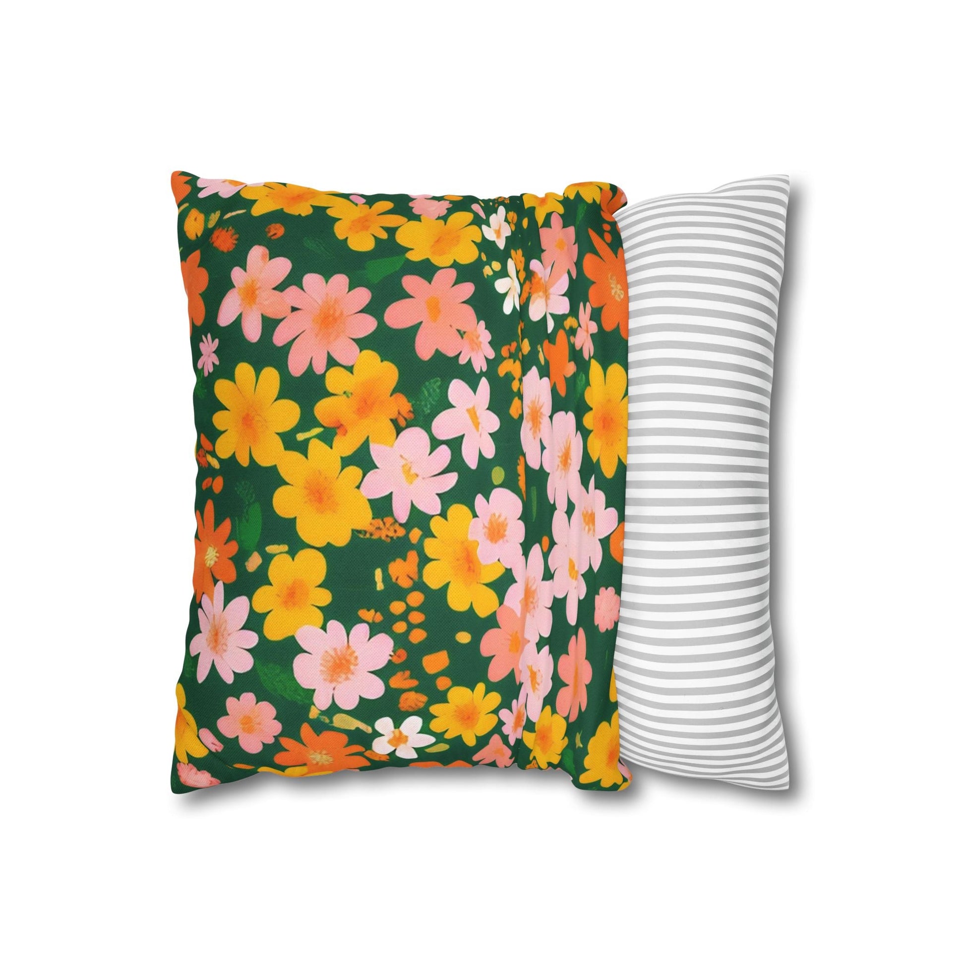 Vibrant Floral Dark Green Throw Pillow, Artsulli - Art is Long, Life is Short, Home Decor, , , , , , , 