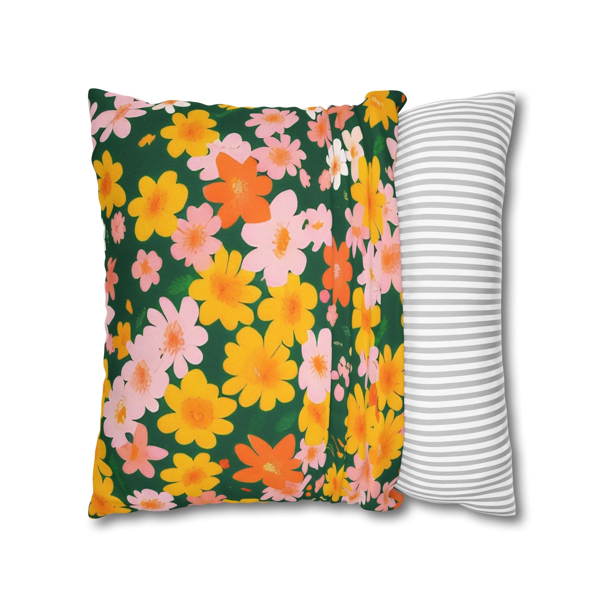 Vibrant Floral Dark Green Throw Pillow, Artsulli - Art is Long, Life is Short, Home Decor, , , , , , , 