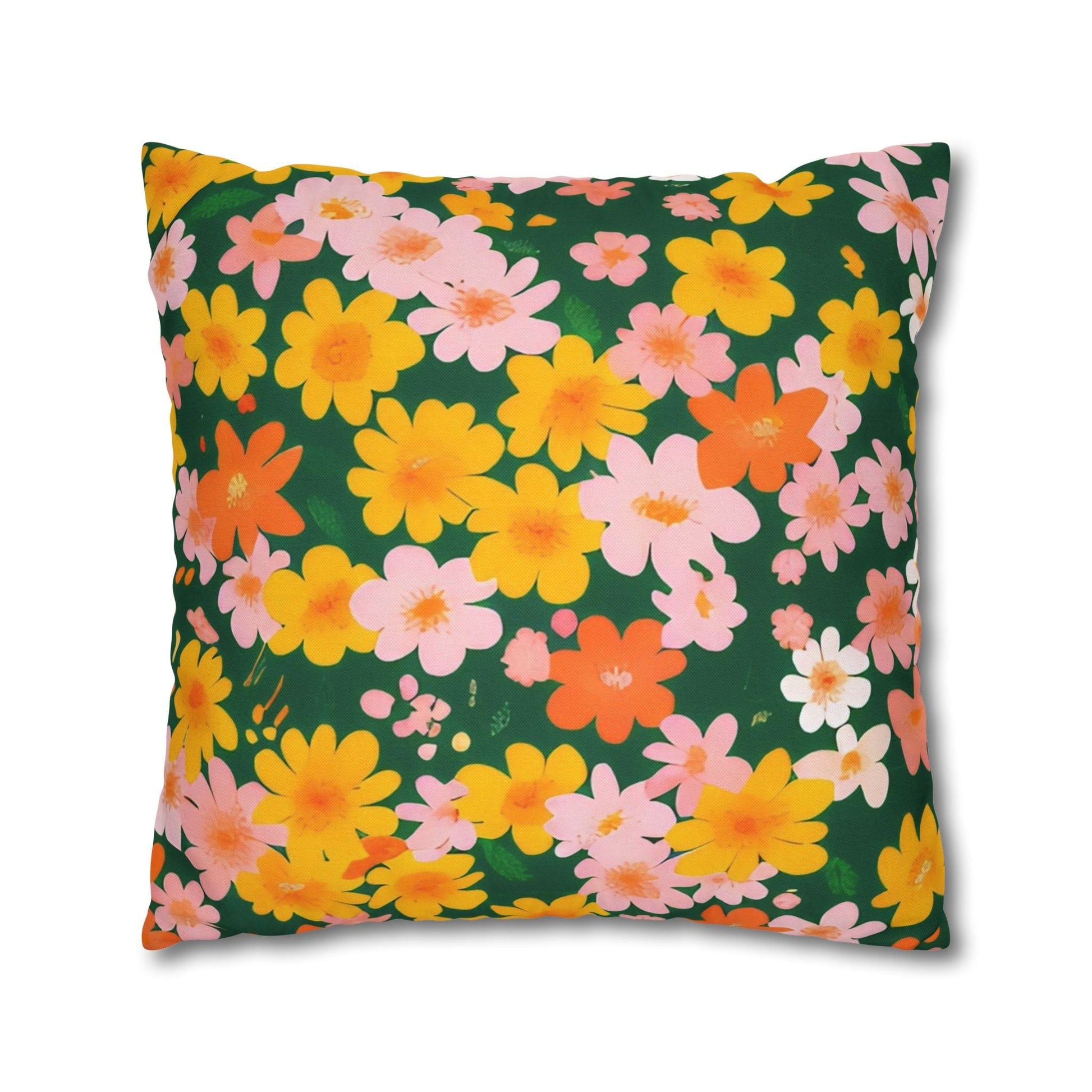 Vibrant Floral Dark Green Throw Pillow, Artsulli - Art is Long, Life is Short, Home Decor, , , , , , , 