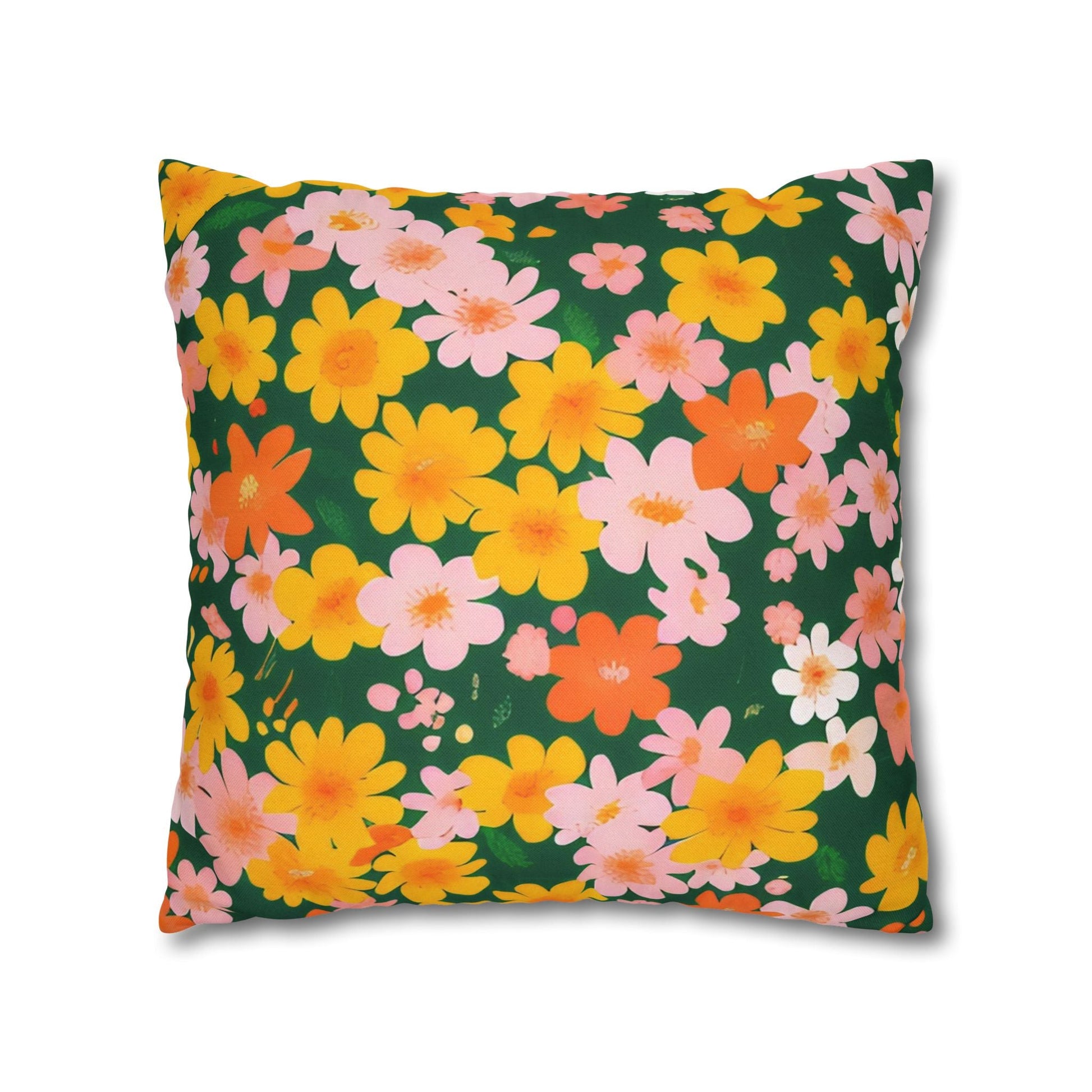 Vibrant Floral Dark Green Throw Pillow, Artsulli - Art is Long, Life is Short, Home Decor, , , , , , , 