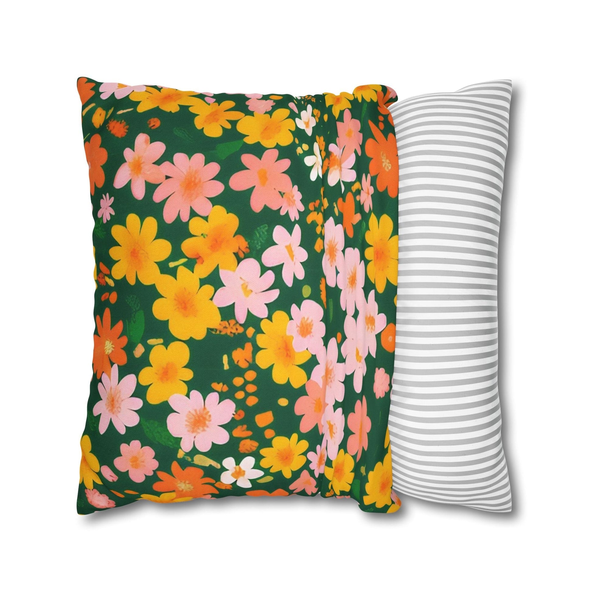 Vibrant Floral Dark Green Throw Pillow, Artsulli - Art is Long, Life is Short, Home Decor, , , , , , , 