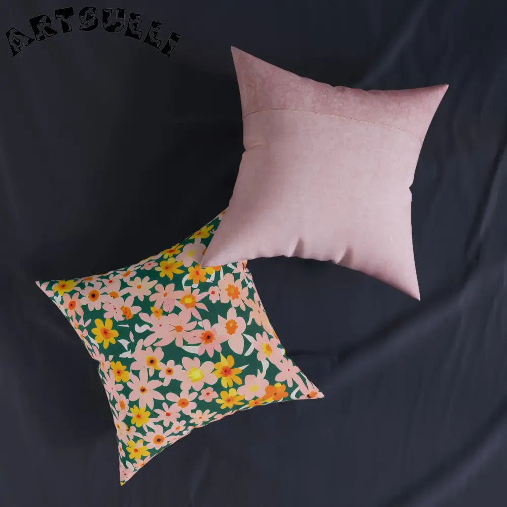 Vibrant Floral Faux Suede Throw Pillow, Artsulli - Art is Long, Life is Short, Home Decor, , , , , , , 