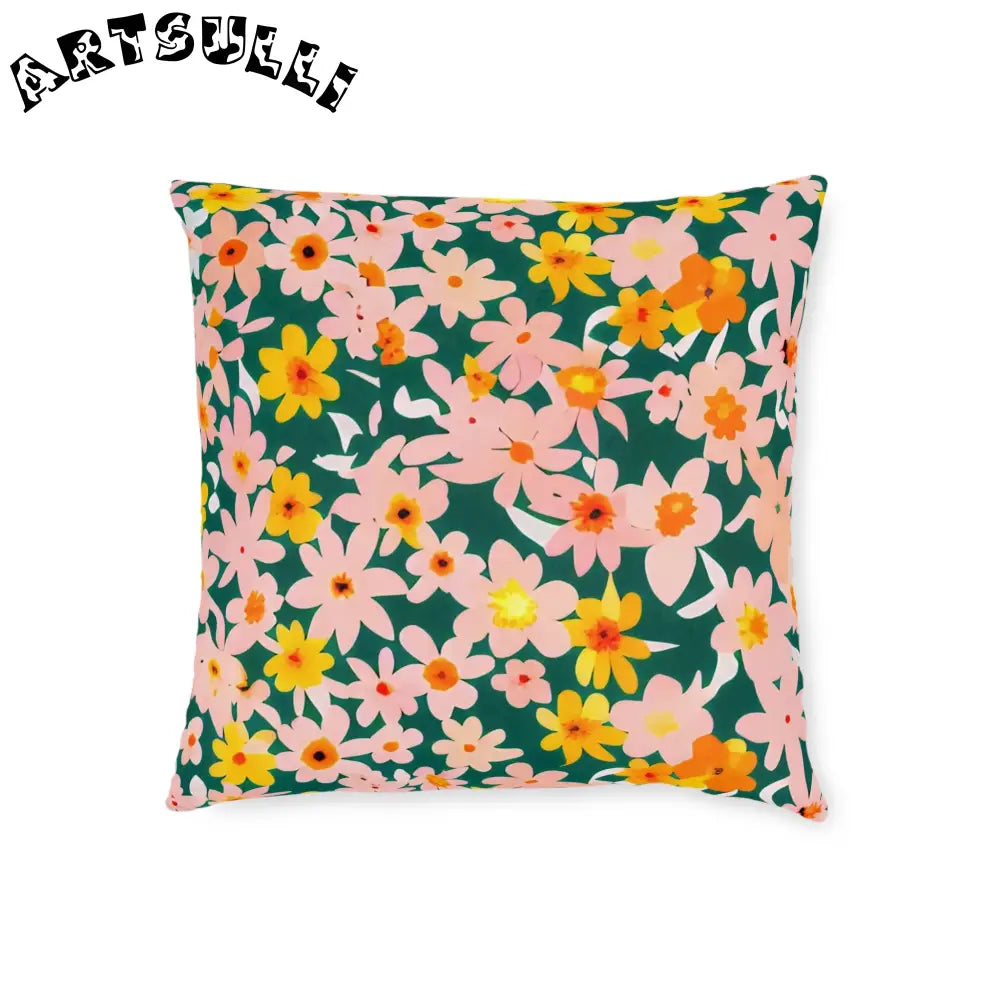 Vibrant Floral Faux Suede Throw Pillow, Artsulli - Art is Long, Life is Short, Home Decor, Size, 18" × 18", , , , , 17655918791479868754