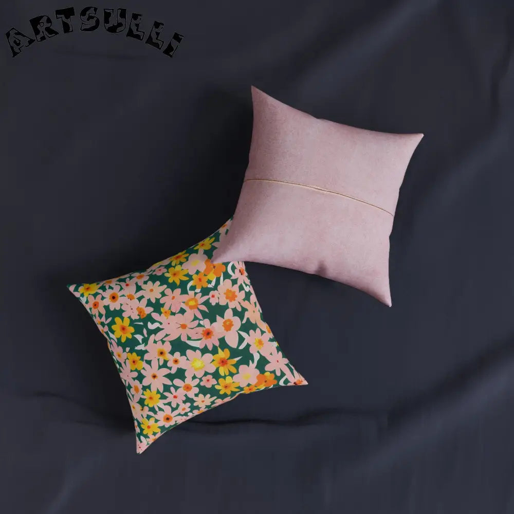 Vibrant Floral Faux Suede Throw Pillow, Artsulli - Art is Long, Life is Short, Home Decor, , , , , , , 