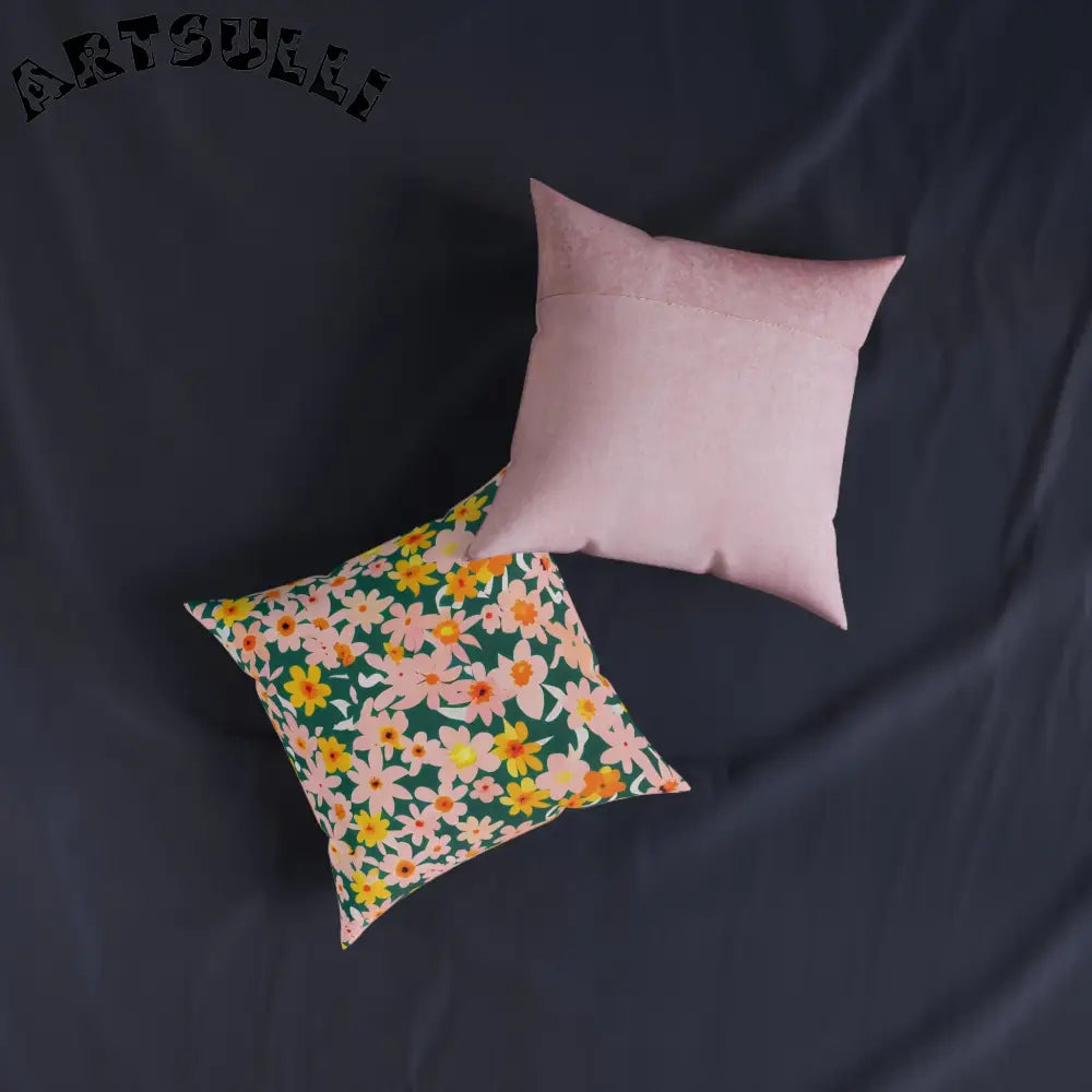 Vibrant Floral Faux Suede Throw Pillow, Artsulli - Art is Long, Life is Short, Home Decor, , , , , , , 
