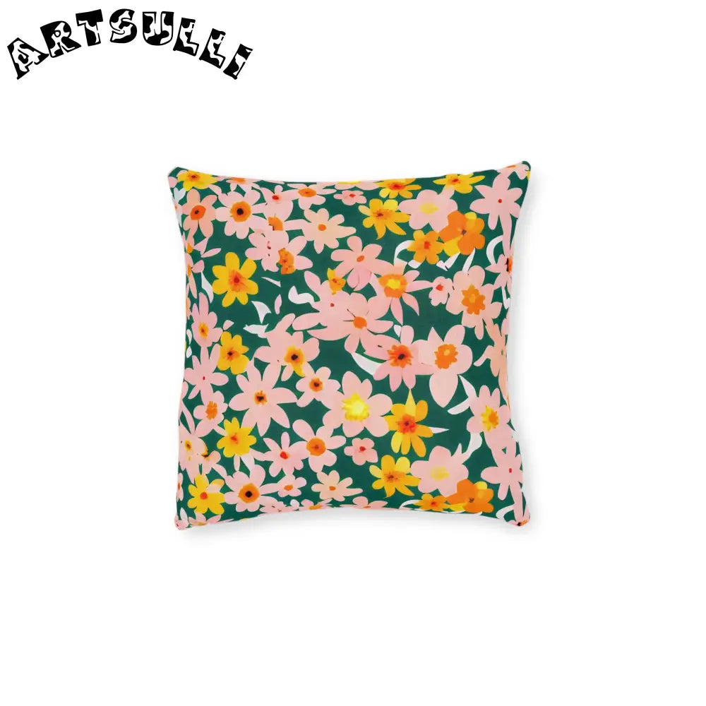 Vibrant Floral Faux Suede Throw Pillow, Artsulli - Art is Long, Life is Short, Home Decor, Size, 12" × 12", , , , , 12112628290327975063