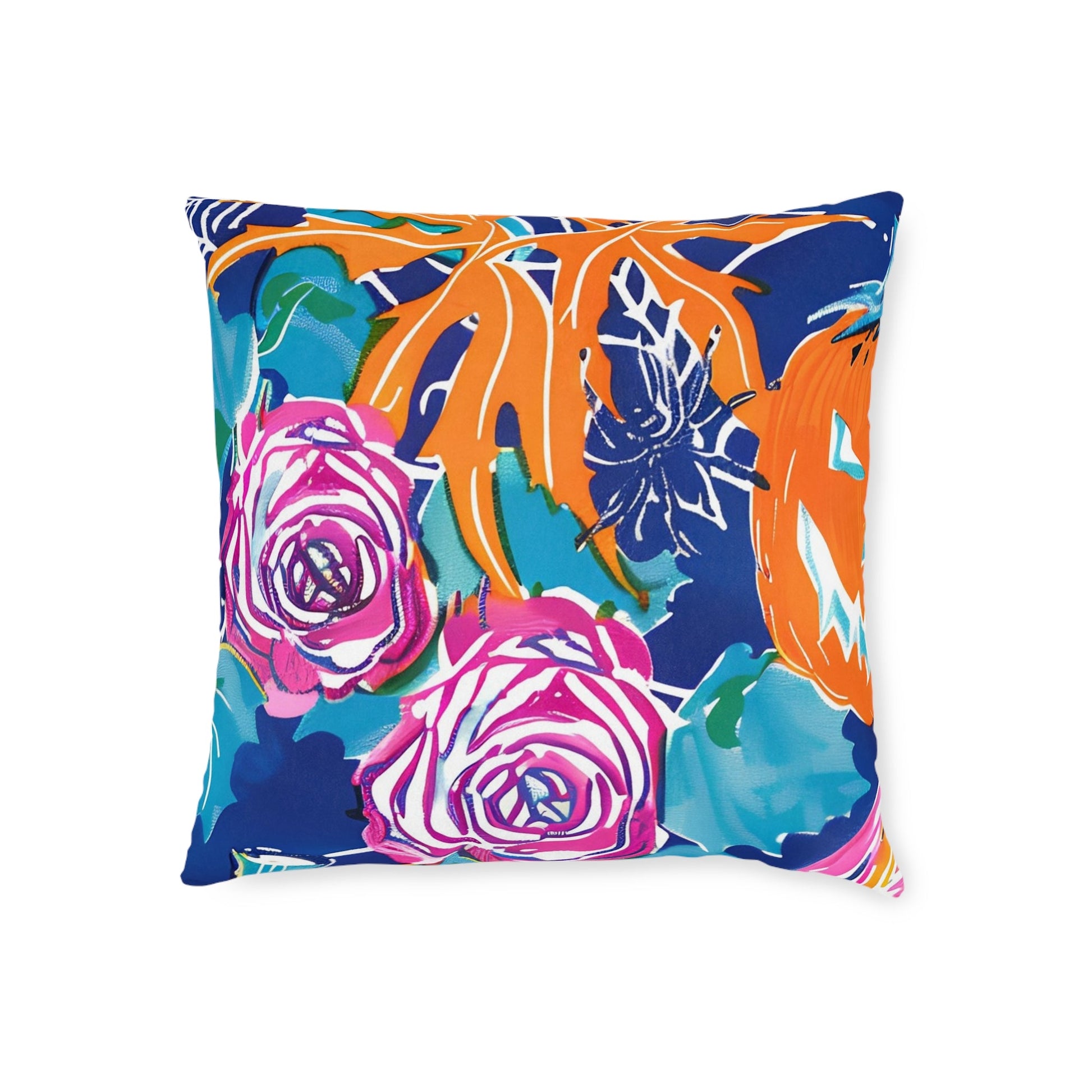 Vibrant Floral Faux Suede Throw Pillow, Artsulli - Art is Long, Life is Short, Home Decor, , , , , , , 