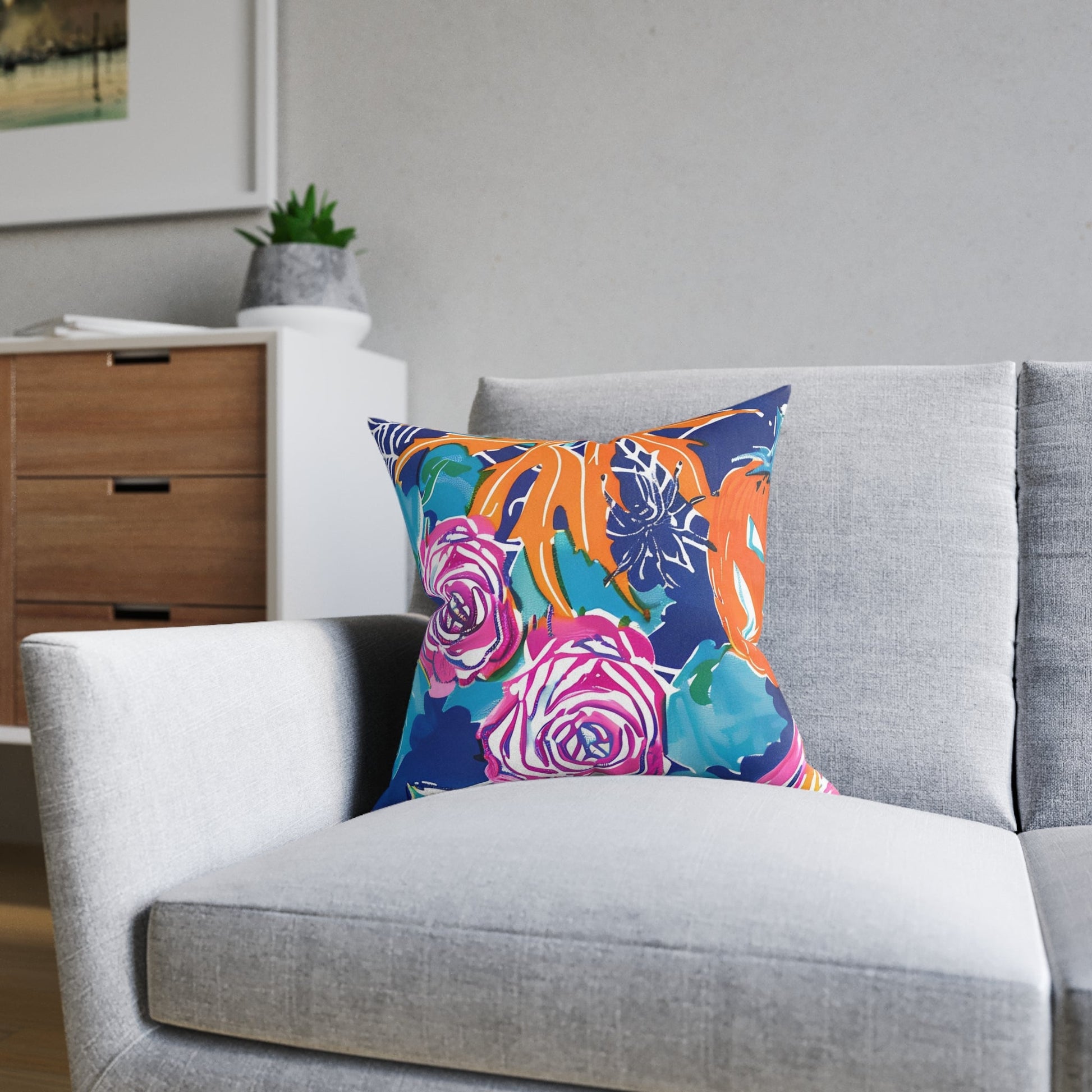Vibrant Floral Faux Suede Throw Pillow, Artsulli - Art is Long, Life is Short, Home Decor, , , , , , , 