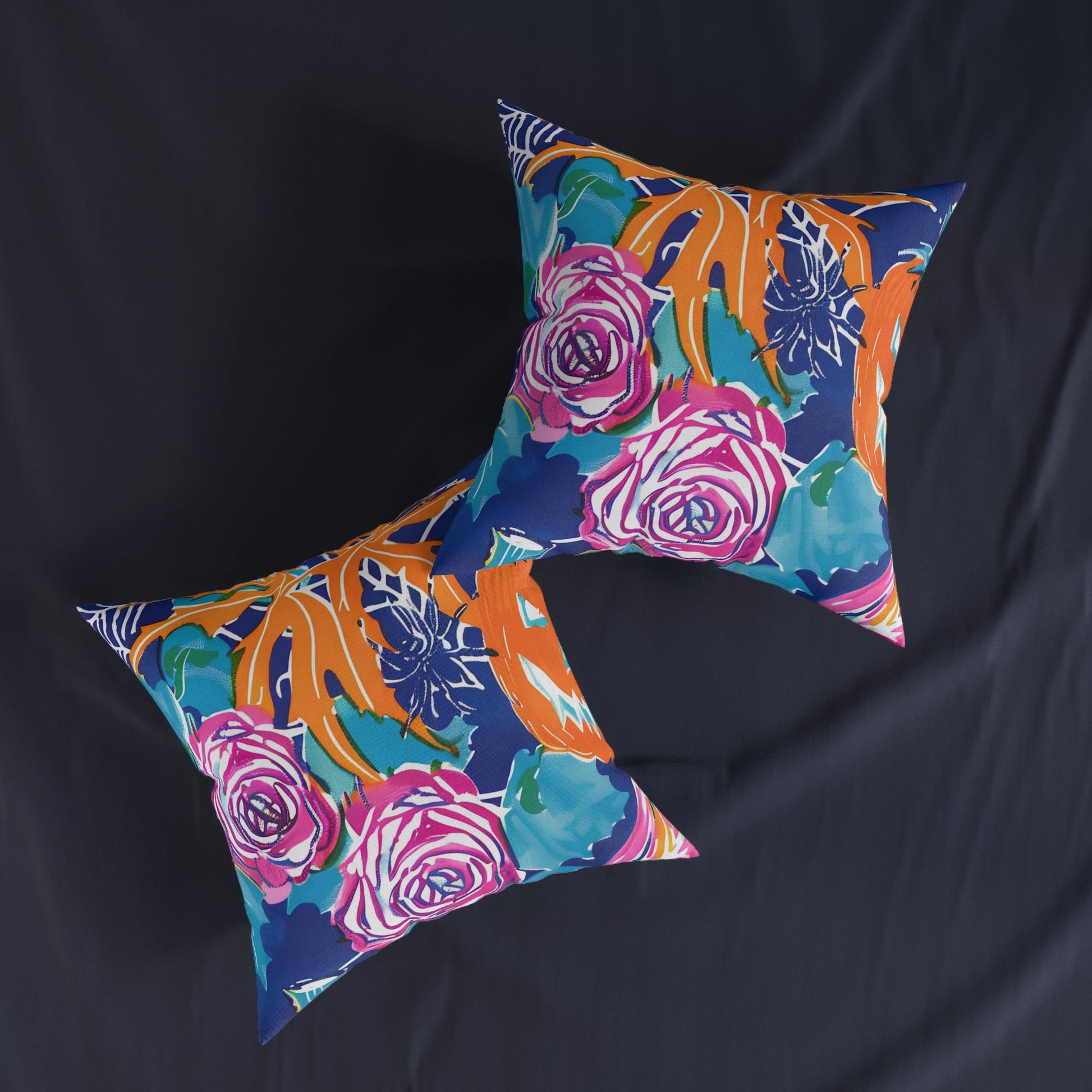 Vibrant Floral Faux Suede Throw Pillow, Artsulli - Art is Long, Life is Short, Home Decor, , , , , , , 