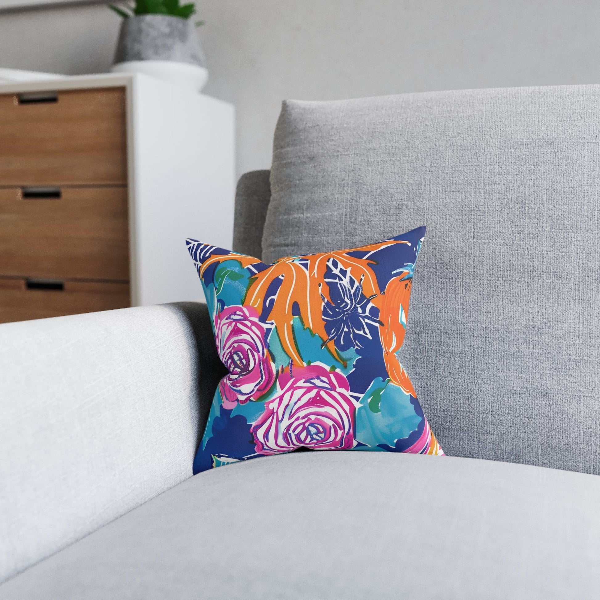 Vibrant Floral Faux Suede Throw Pillow, Artsulli - Art is Long, Life is Short, Home Decor, , , , , , , 