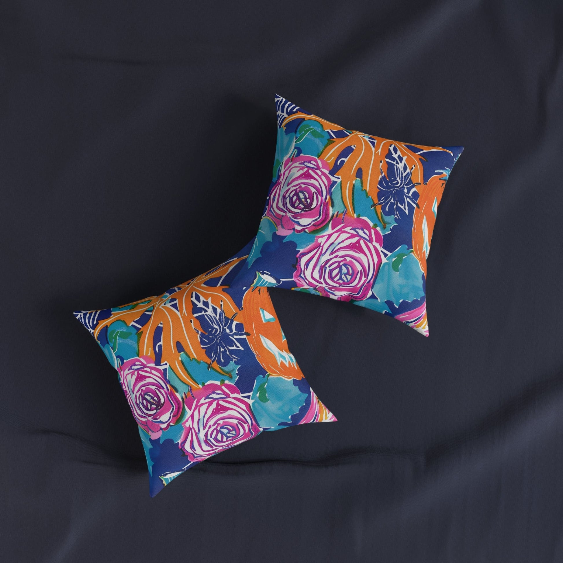 Vibrant Floral Faux Suede Throw Pillow, Artsulli - Art is Long, Life is Short, Home Decor, , , , , , , 