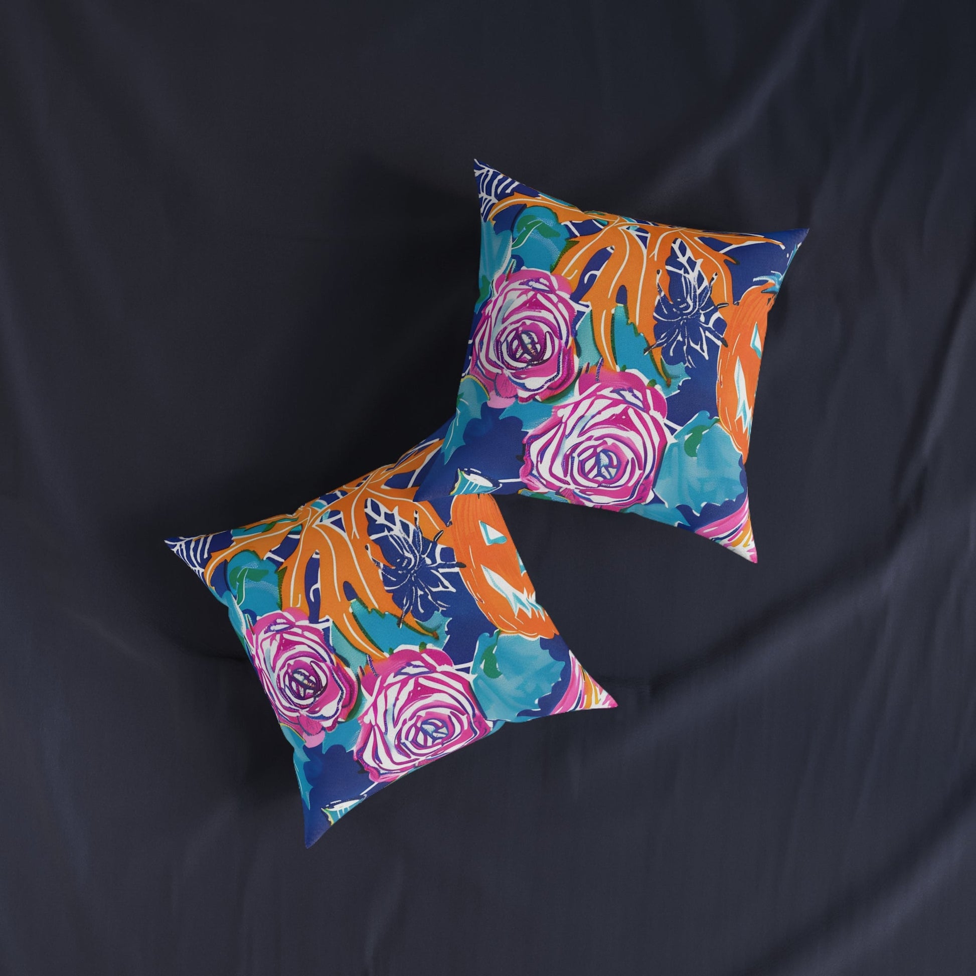 Vibrant Floral Faux Suede Throw Pillow, Artsulli - Art is Long, Life is Short, Home Decor, , , , , , , 