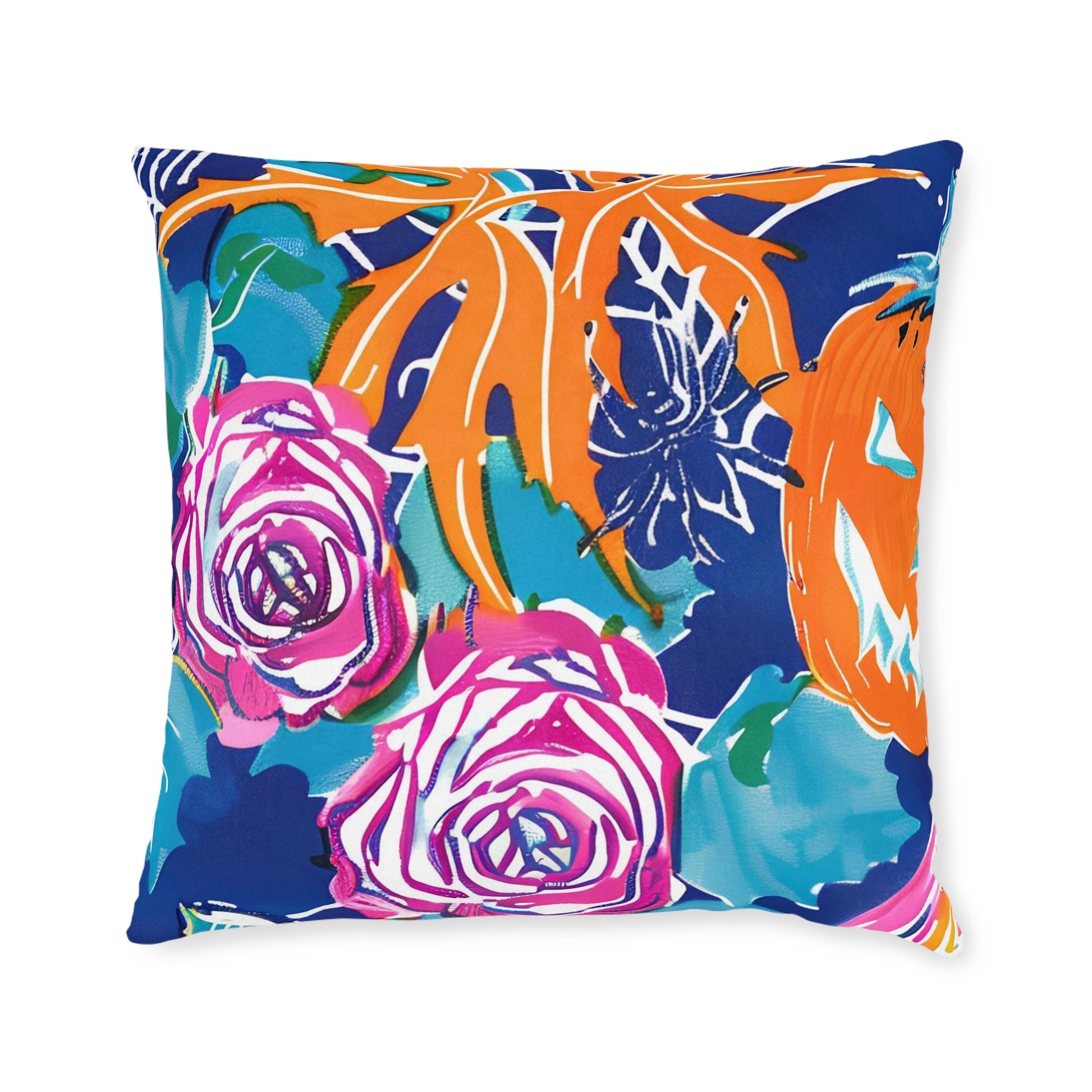 Vibrant Floral Faux Suede Throw Pillow, Artsulli - Art is Long, Life is Short, Home Decor, Size, 22" × 22", , , , , 24481581325742234834