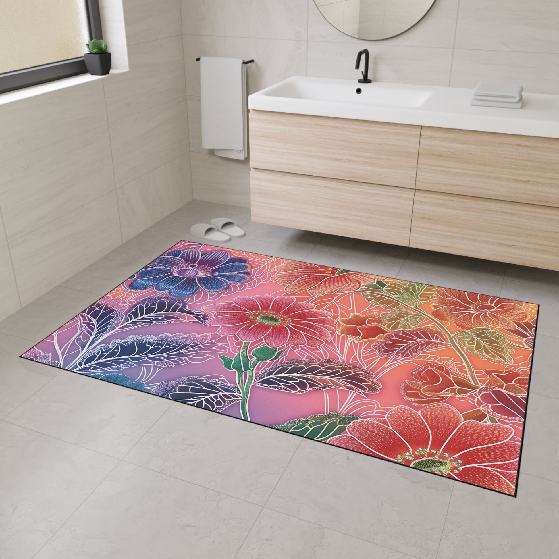 Printify Vibrant Floral Gradient Area Rug 2025