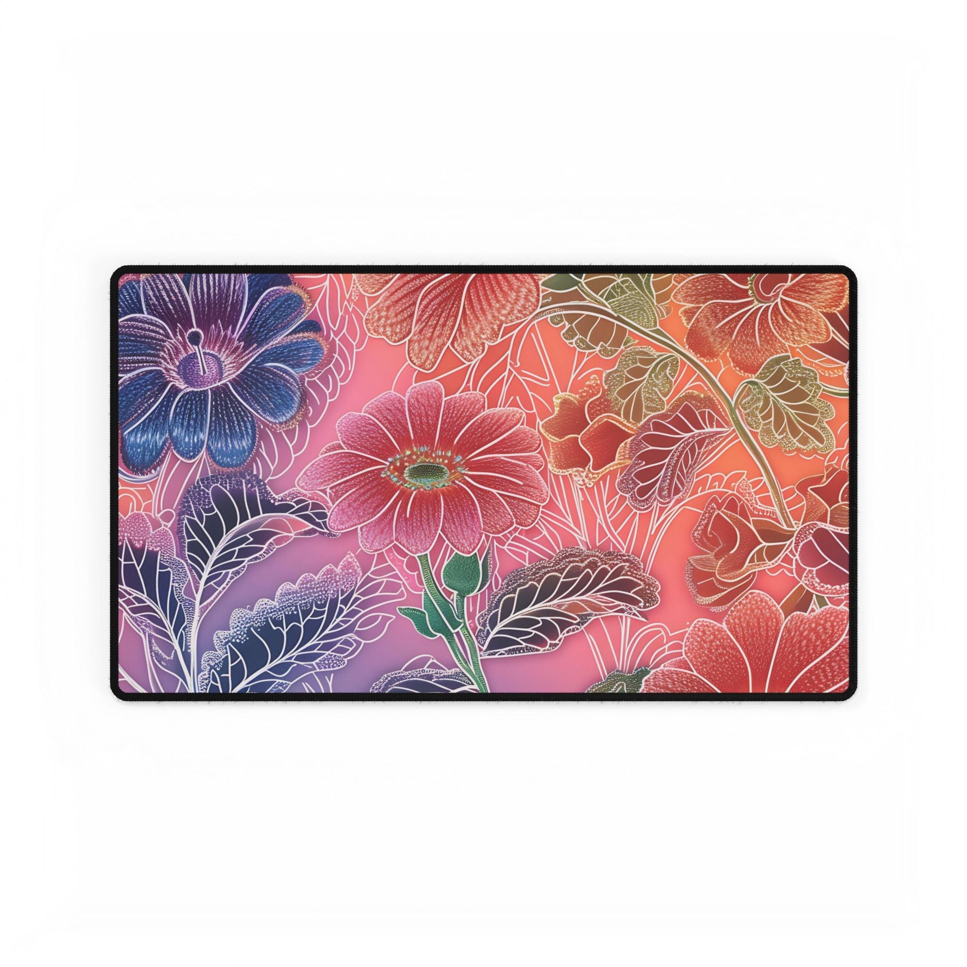 Vibrant Floral Gradient Desk Mat, Artsulli - Art is Long, Life is Short, Home Decor, Size, 23.6" × 13.8", , , , , 91714928114959751518