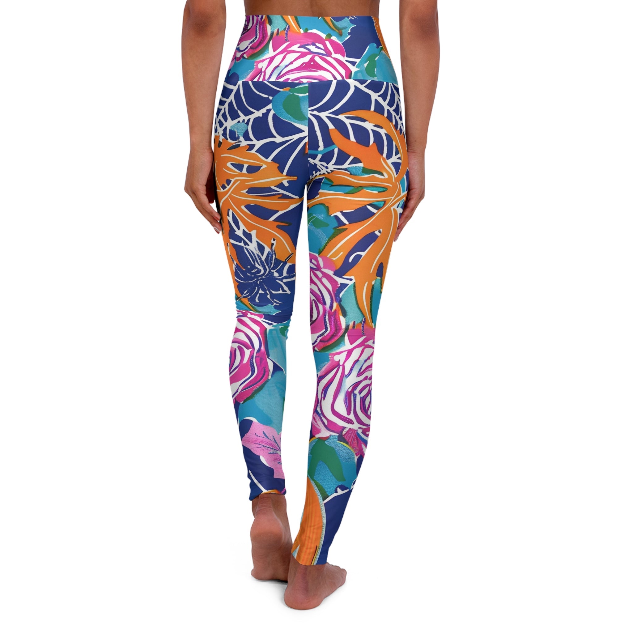 Vibrant Floral High Waisted Yoga Leggings, Artsulli - Art is Long, Life is Short, All Over Prints, , , , , , , 
