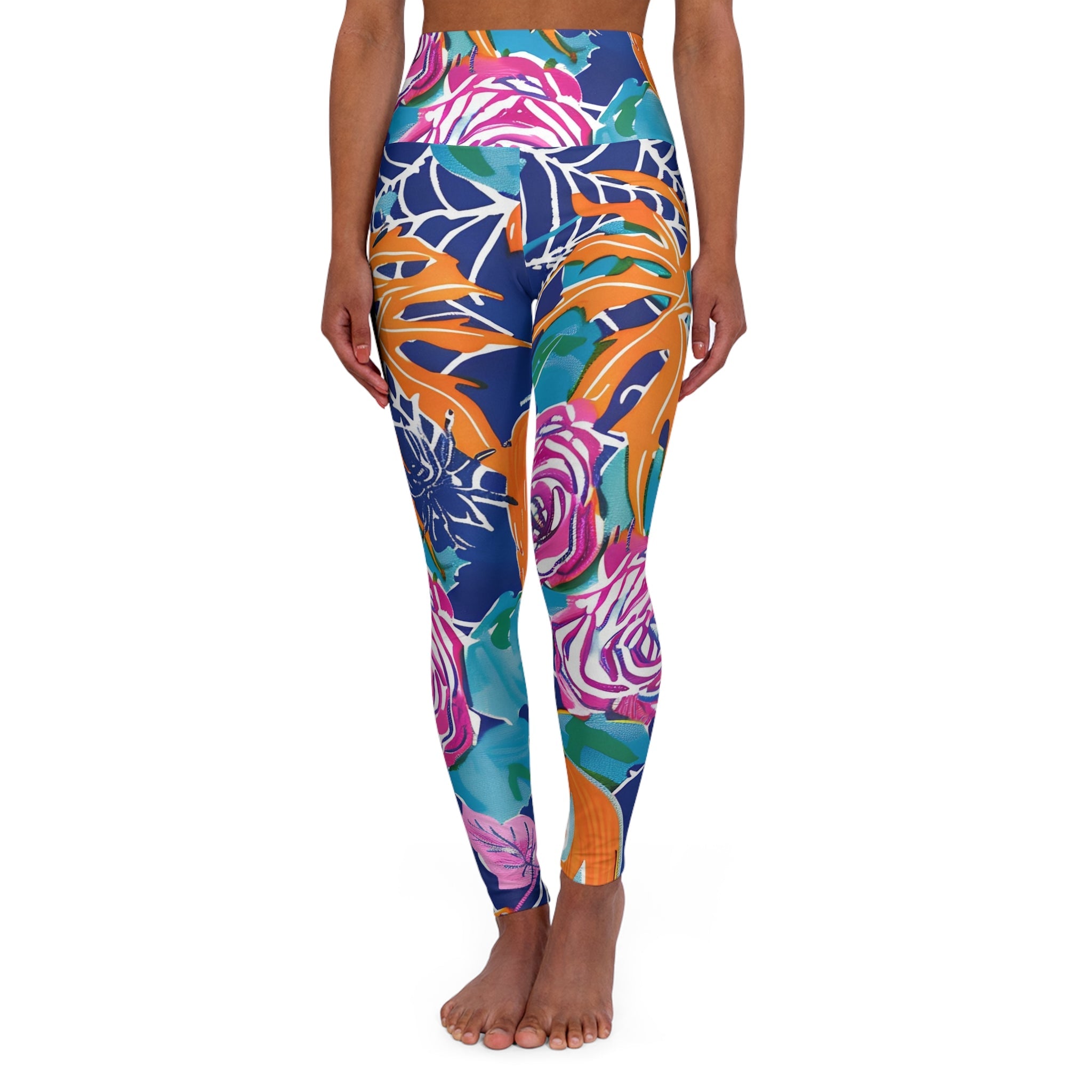 Vibrant Floral High Waisted Yoga Leggings, Artsulli - Art is Long, Life is Short, All Over Prints, Size, XS, , , , , 21344129867537362408