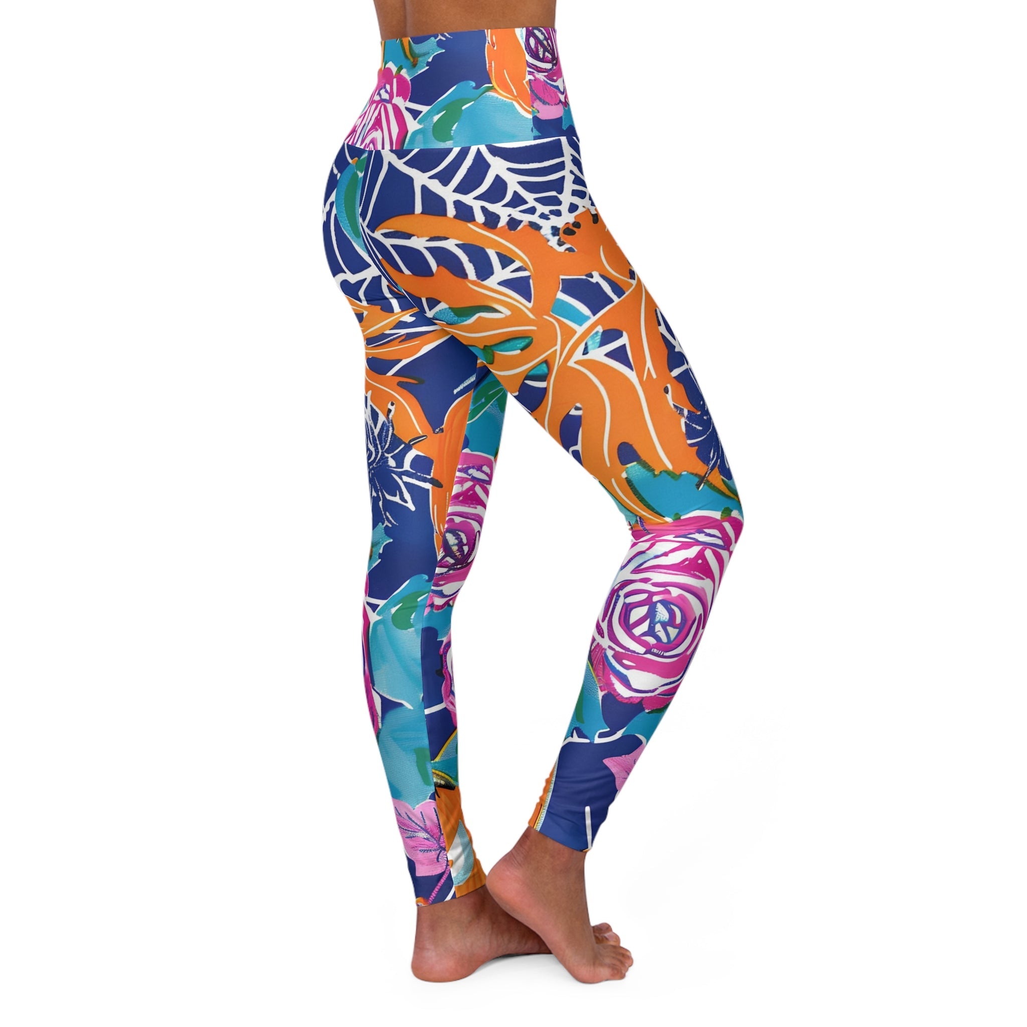 Vibrant Floral High Waisted Yoga Leggings, Artsulli - Art is Long, Life is Short, All Over Prints, , , , , , , 