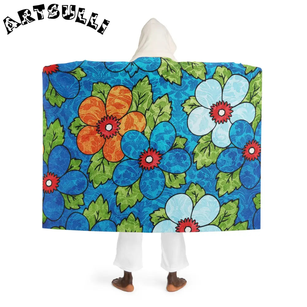 Vibrant Floral Hooded Fleece Blanket, Artsulli - Art is Long, Life is Short, All Over Prints, , , , , , , 