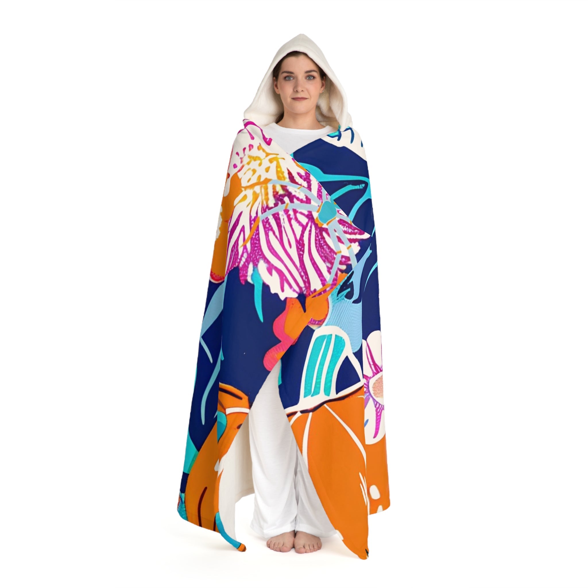 Vibrant Floral Hooded Fleece Blanket, Artsulli - Art is Long, Life is Short, All Over Prints, , , , , , , 