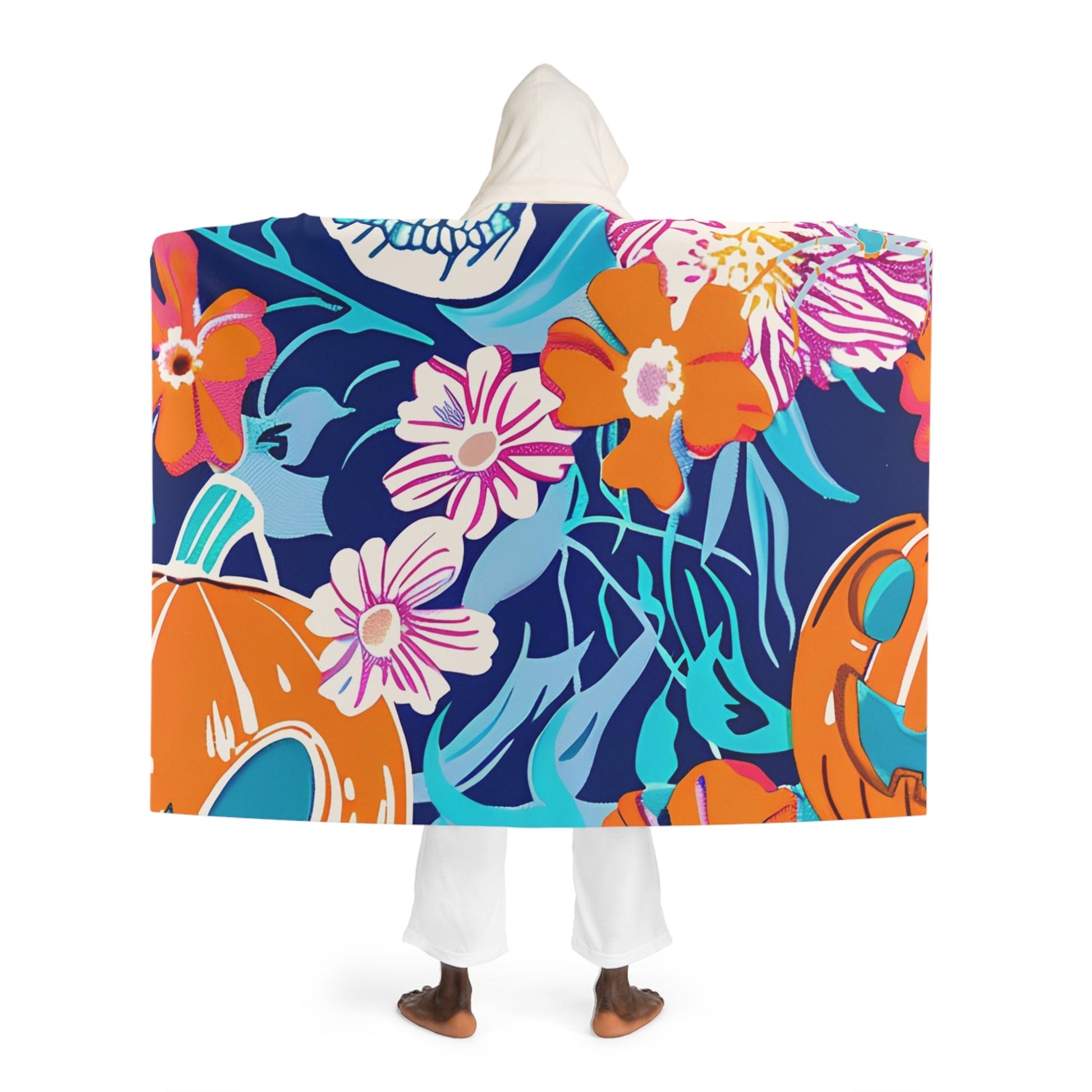 Vibrant Floral Hooded Fleece Blanket, Artsulli - Art is Long, Life is Short, All Over Prints, , , , , , , 