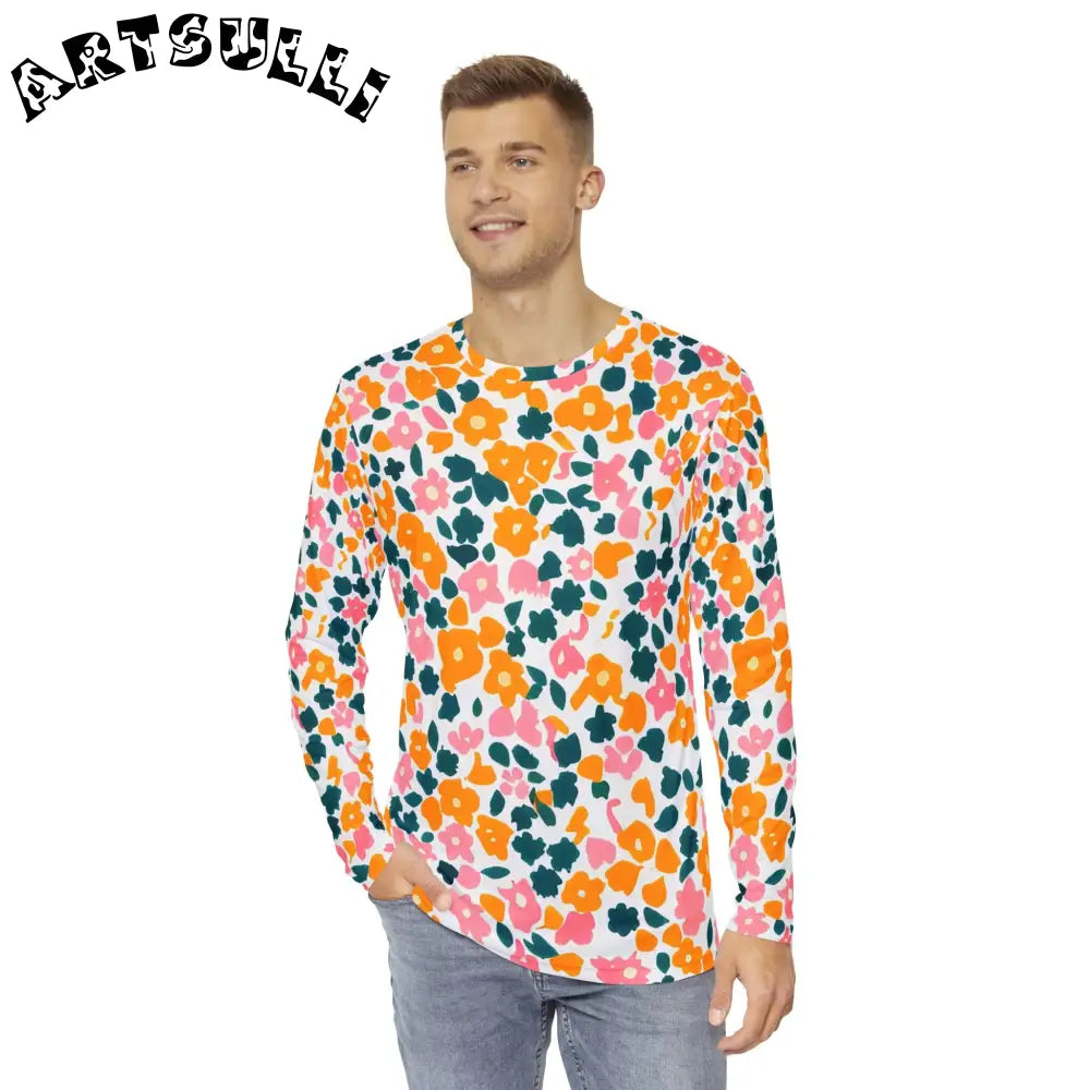 Vibrant Floral Long Sleeve Shirt, Artsulli - Art is Long, Life is Short, All Over Prints, , , , , , , 