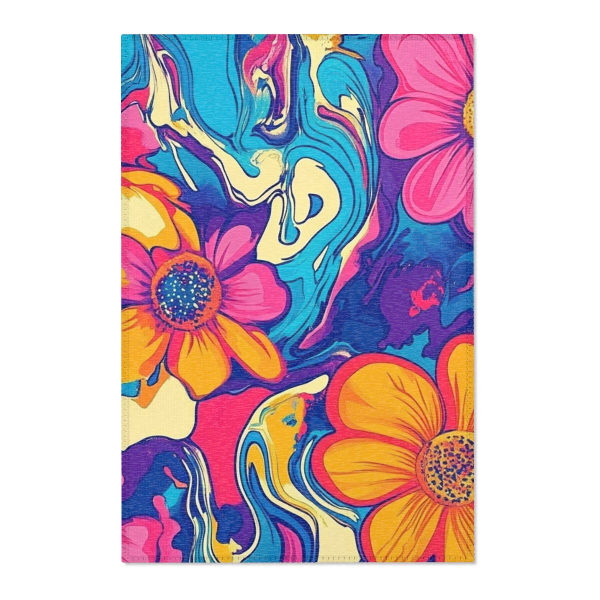 Printify Vibrant Floral Marbled Area Rug 2025