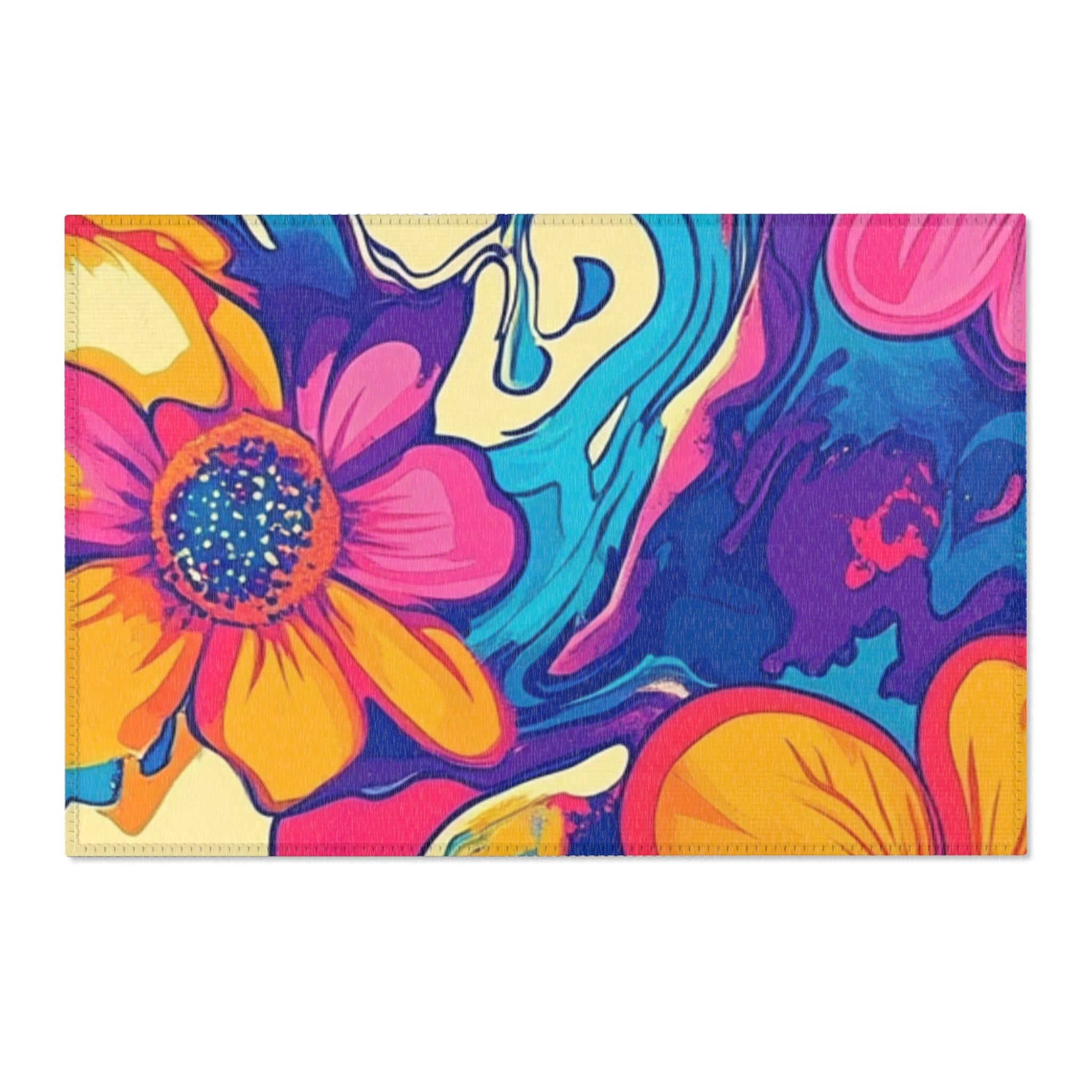 Vibrant Floral Marbled Area Rug, Artsulli - Art is Long, Life is Short, Home Decor, Size, 36" × 24", , , , , 28438606351262852082